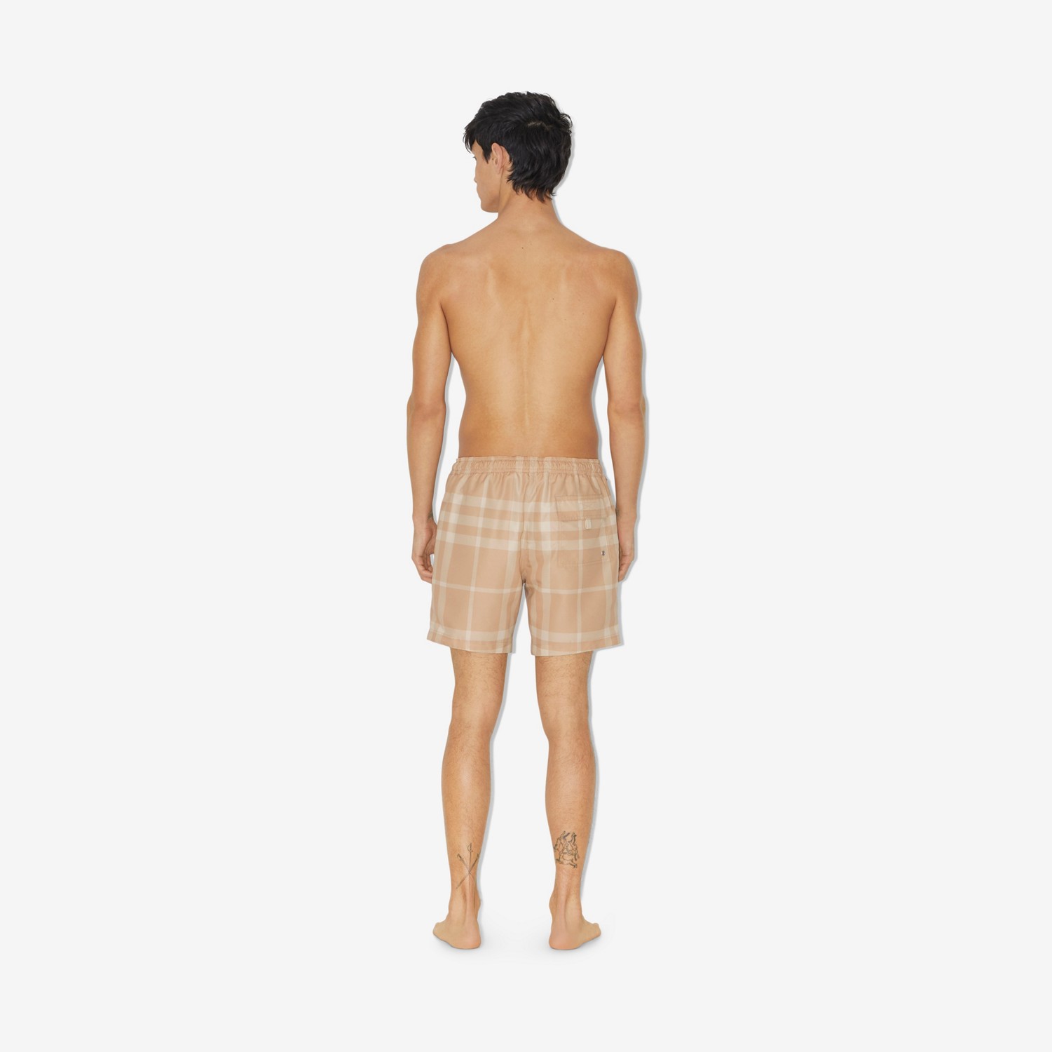 Bañador en tejido Check con cordón ajustable (Rosa Beige Suave) - Hombre | Burberry® oficial