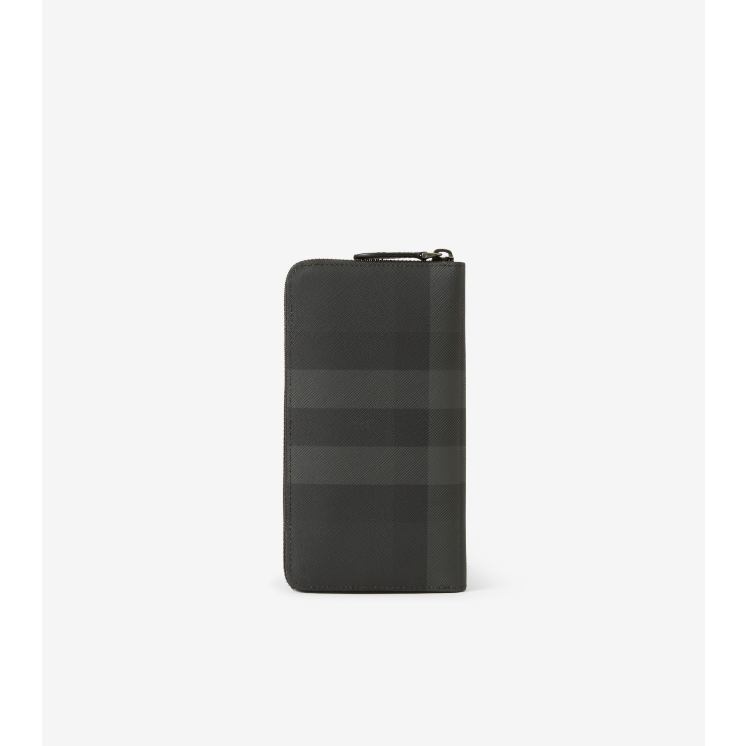 Check and Leather Card Case in Charcoal - Men | Burberry® Official