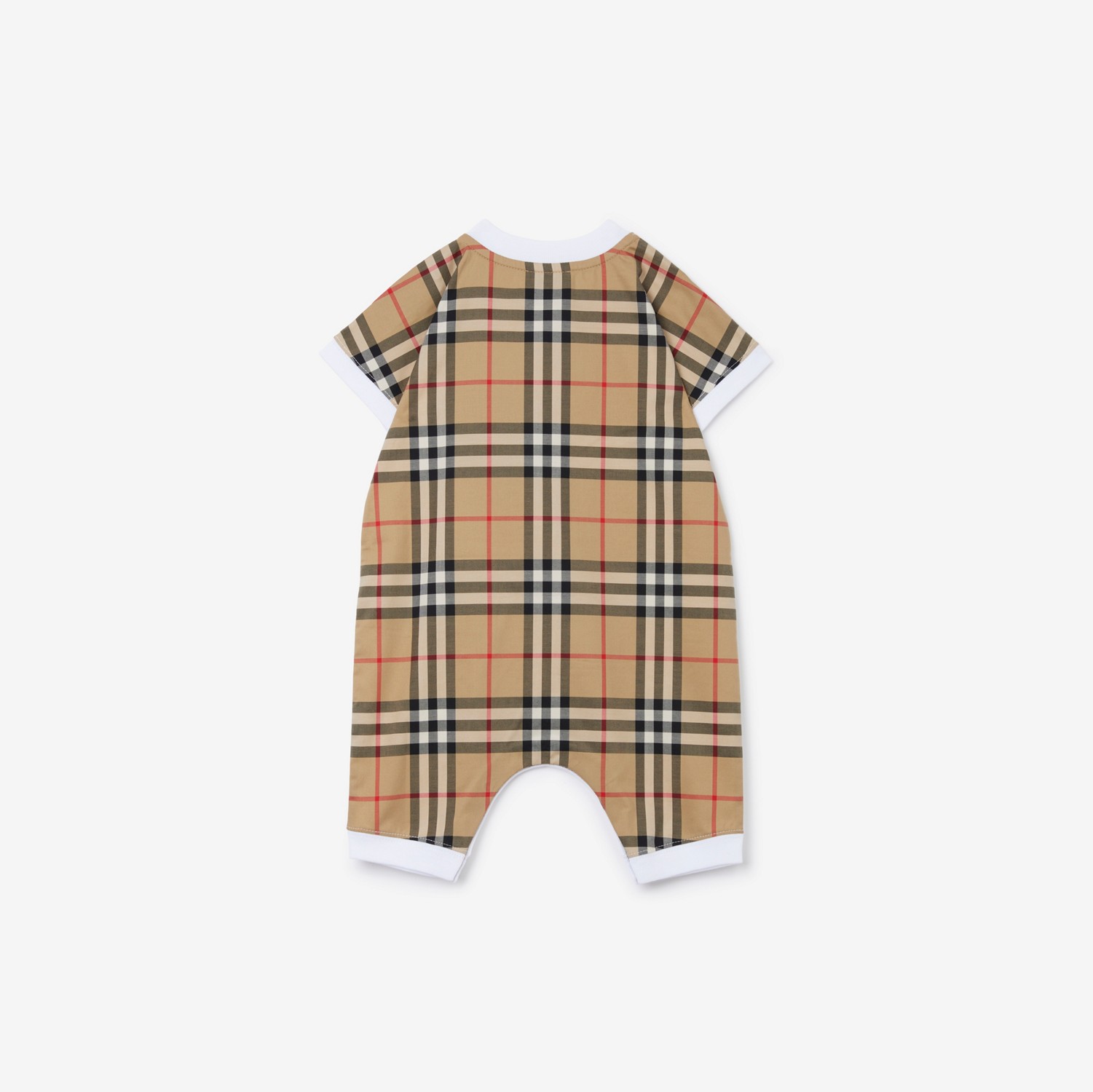 Check Panel Cotton Playsuit in White - Children | Burberry® Official
