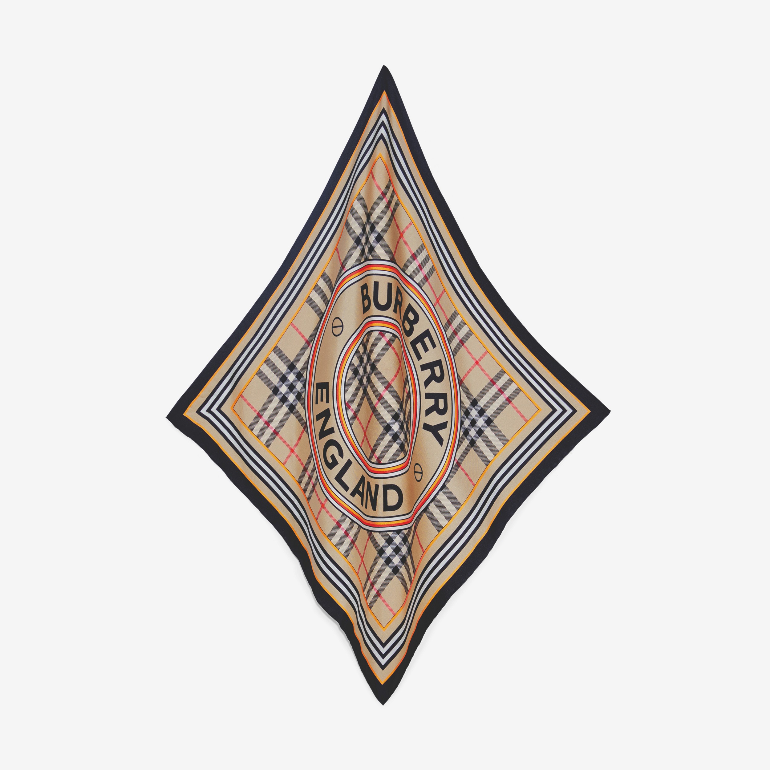 Pañuelo cuadrado pequeño en seda con estampado de montaje (Beige Vintage) | Burberry® oficial - 2
