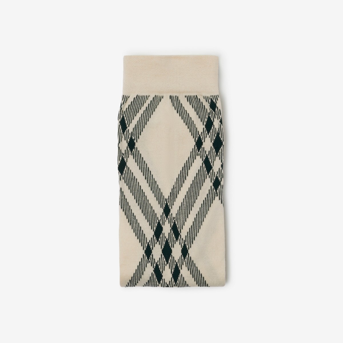 Shop Burberry Check Wool Blend Tights In Flax/ivy