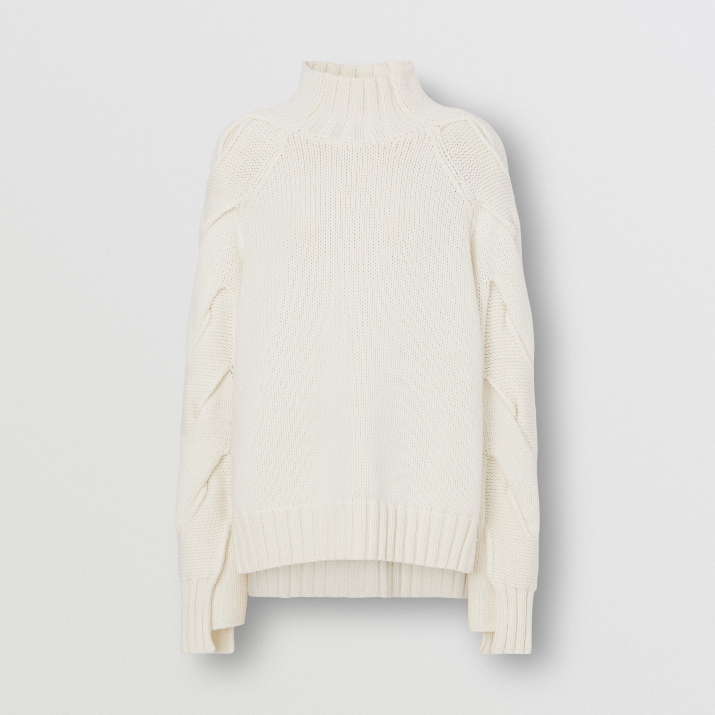 Cable Knit Cashmere Funnel Neck Sweater in Natural White - Women | Burberry® Official - 4