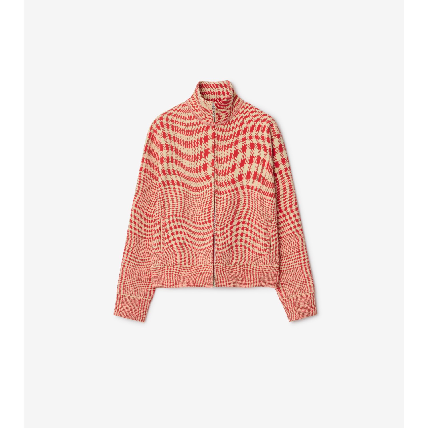 Warped Houndstooth Nylon Blend Track Jacket in Pillar - Women, Technical | Burberry® Official