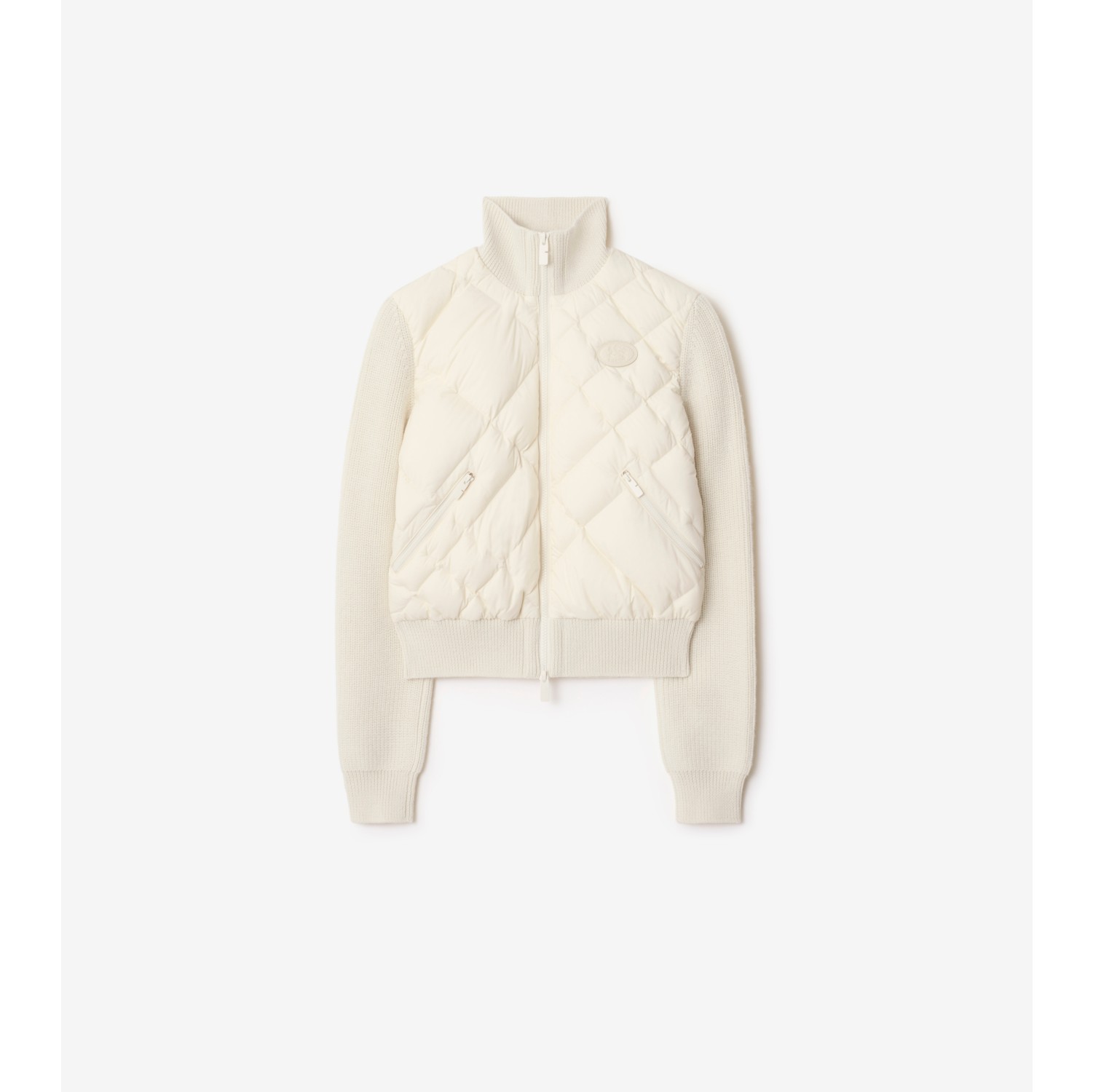 Check-stitch Nylon and Wool Cashmere Jacket