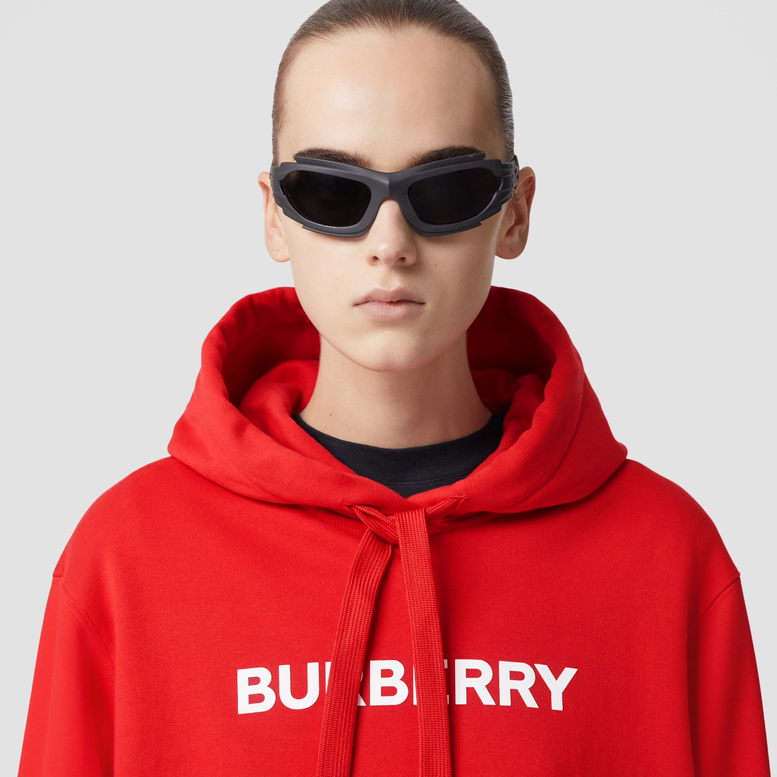 algodón con capucha y logotipo (Rojo Intenso) - Mujer | Burberry®