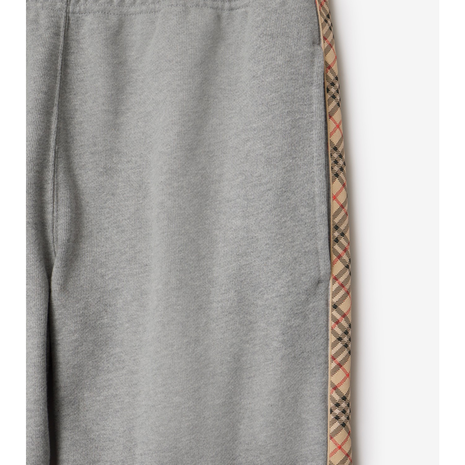 Check Trim Cotton Jogging Pants