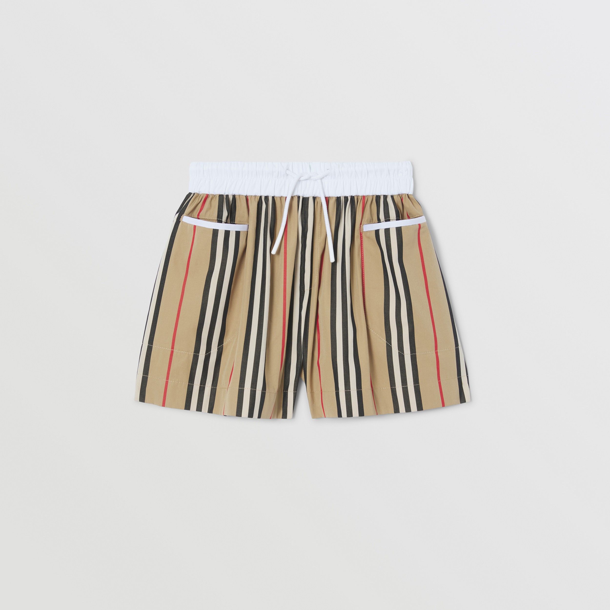 Icon Stripe Cotton Poplin Shorts in Archive Beige | Burberry® Official - 1