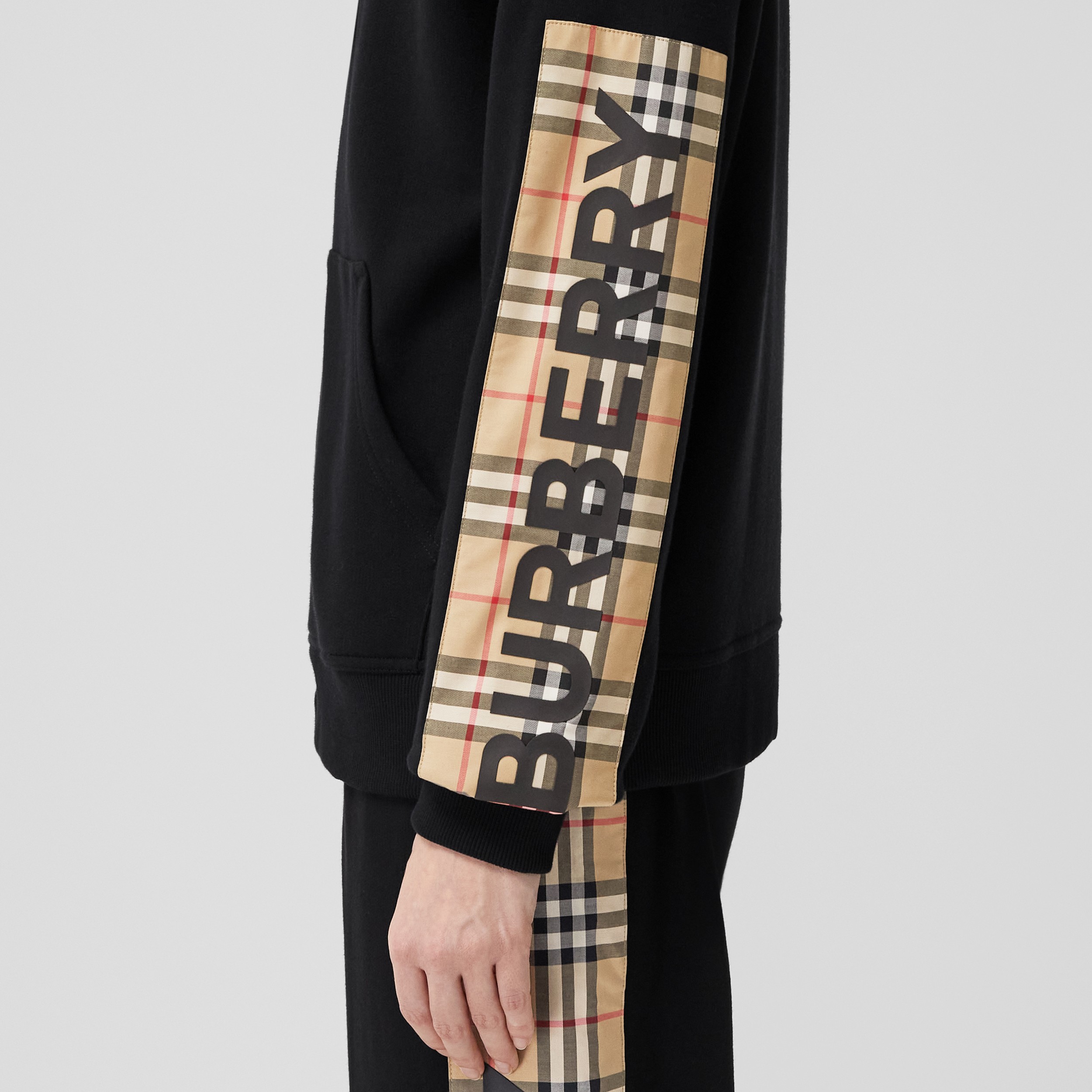 Vintage Check Panel Cotton Oversized Hooded Top in Black - Women |  Burberry® Official