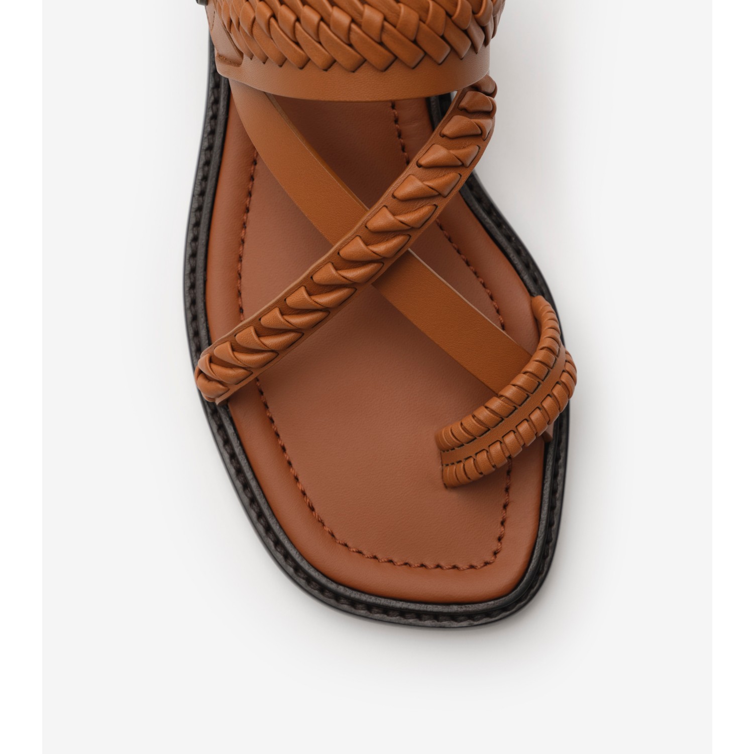 Leather Baez Sandals​ in Lundy brown - Women | Burberry® Official