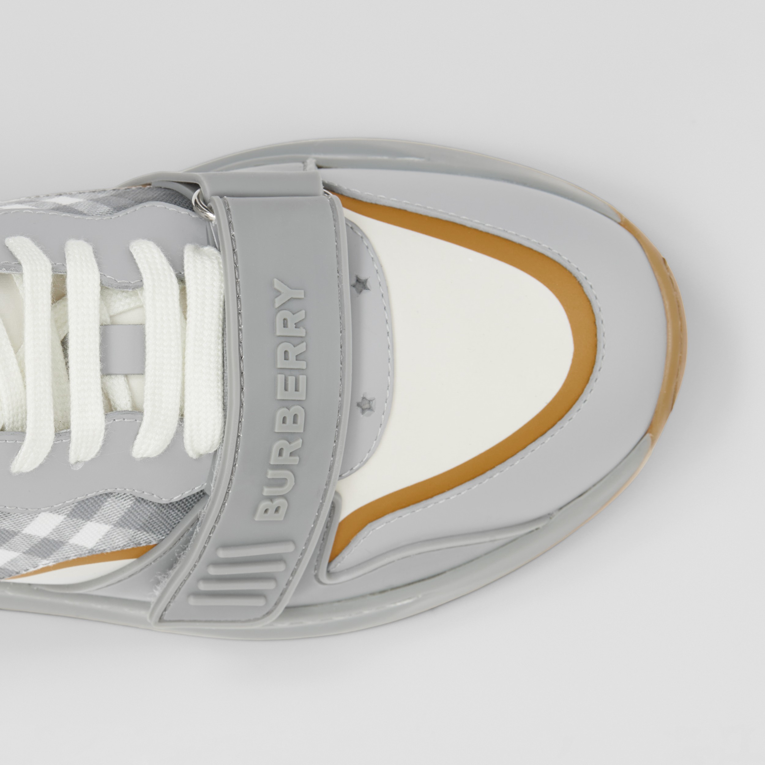 Check, Suede and Leather Sneakers in Grey/camel - Women | Burberry® Official - 2