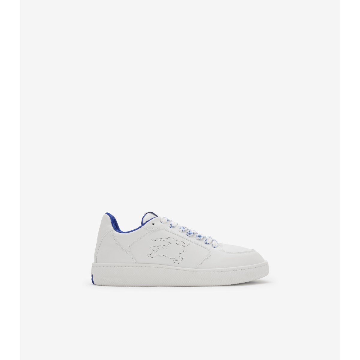 Shop Burberry Leather Stock Sneakers In White