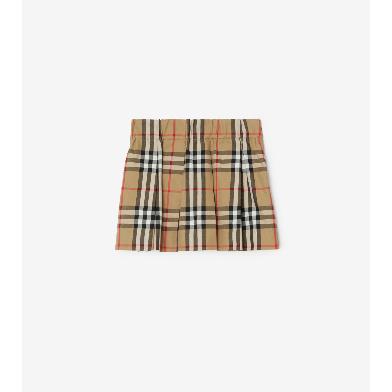 Check Cotton Pleated Skirt