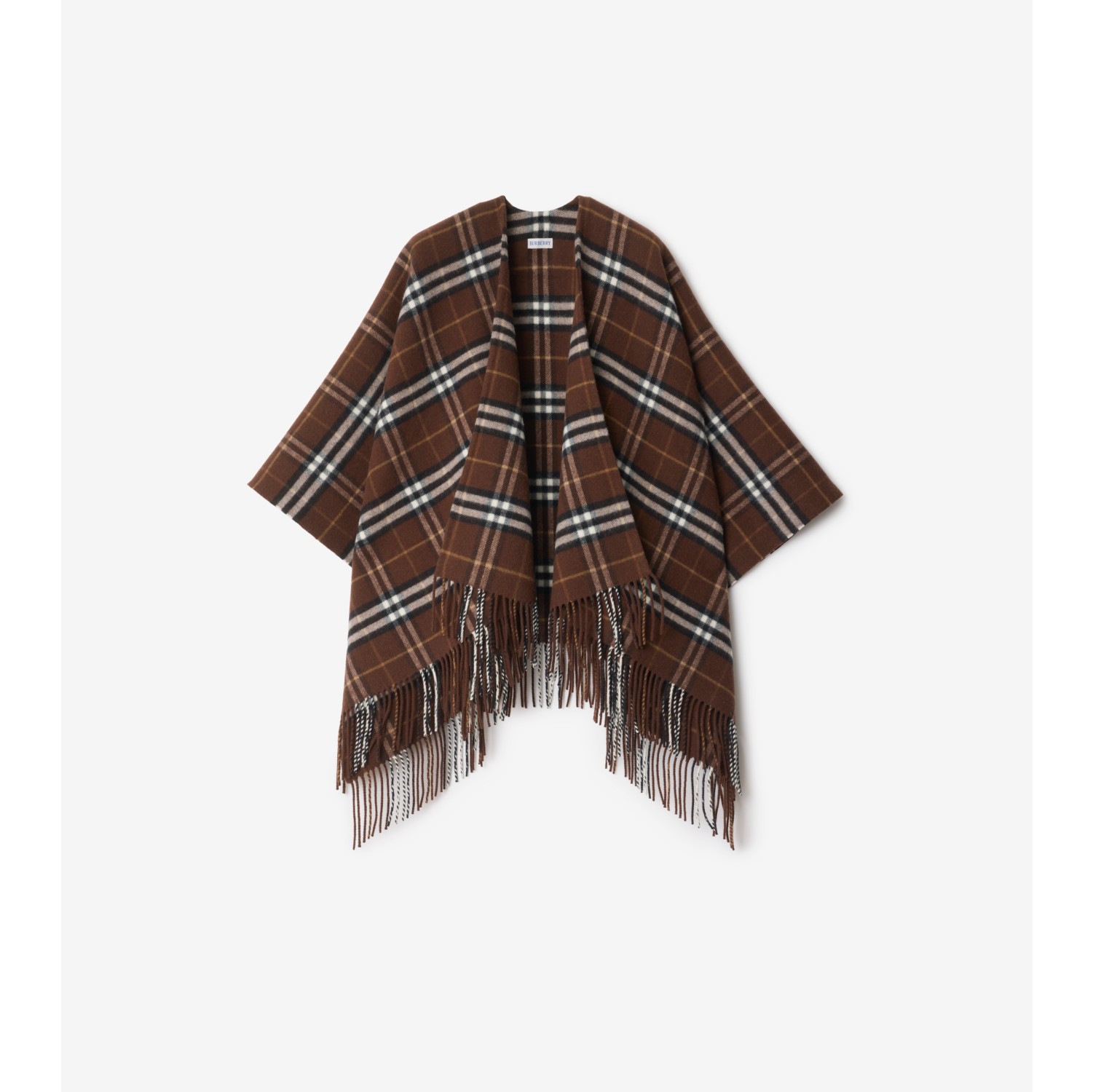 Check Wool Cashmere Cape