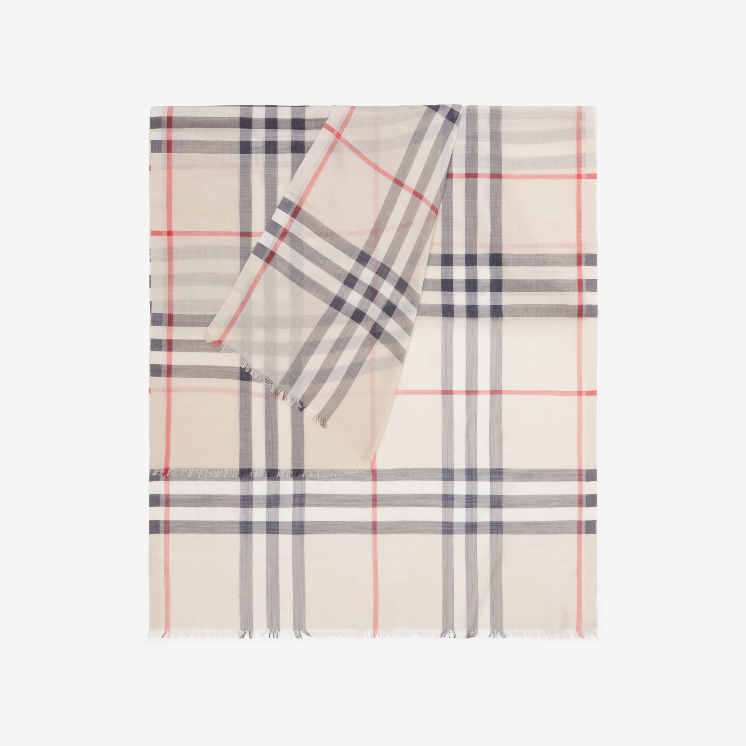 Echarpe leve de lã e seda Check (Areia) | Burberry® oficial - 3