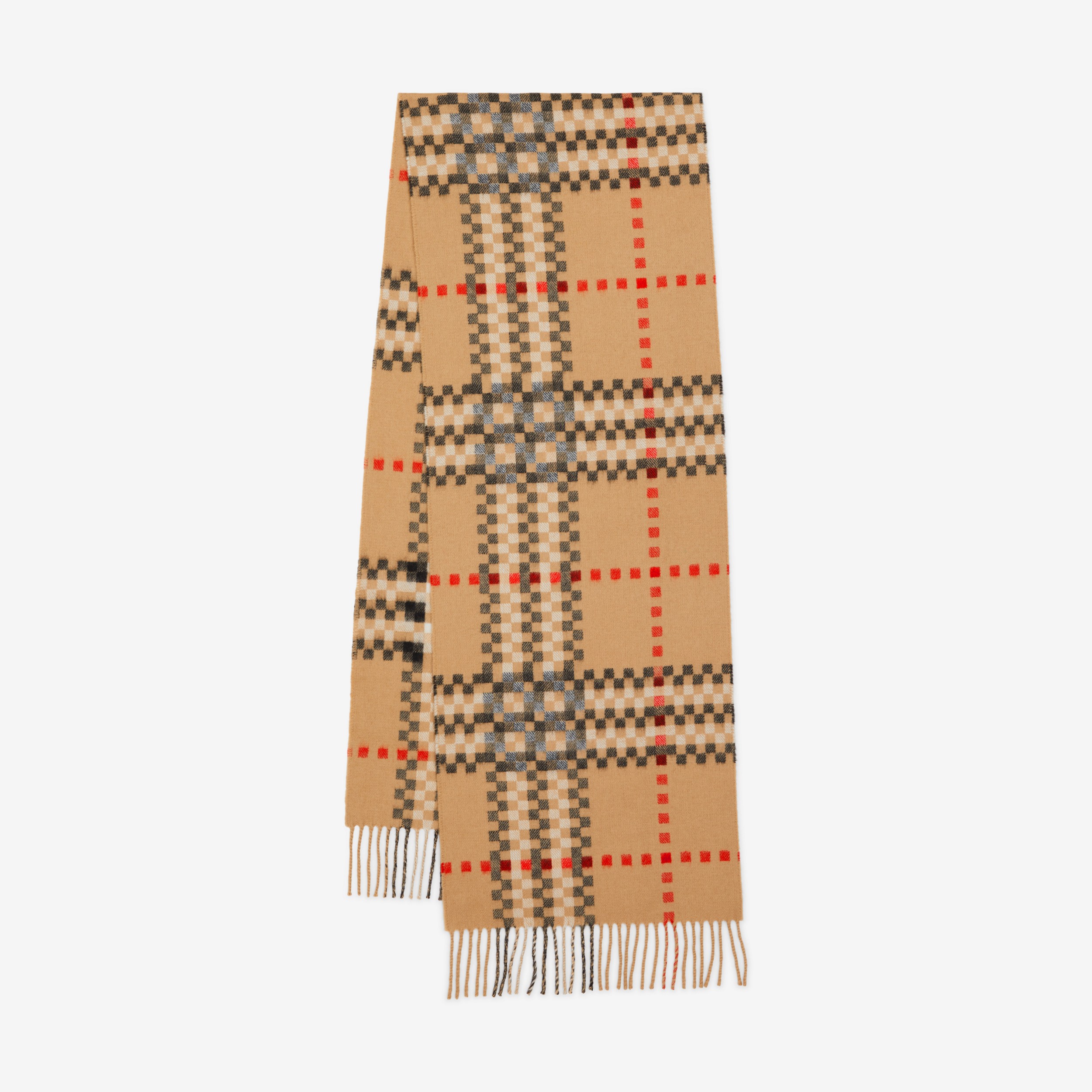 Pixel Check Cashmere Scarf in Archive Beige | Burberry® Official - 1