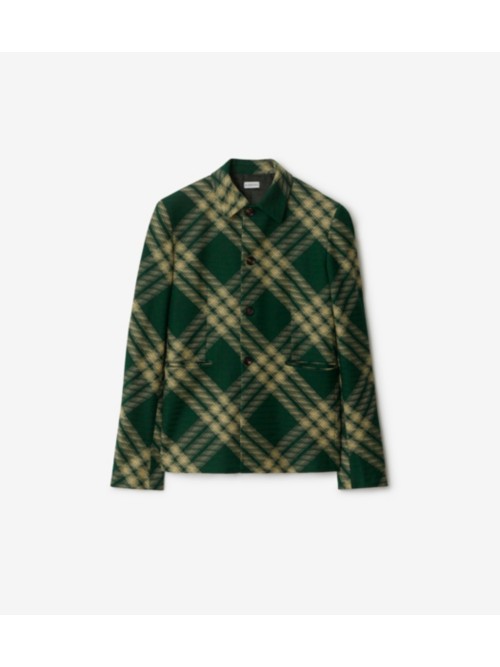 Shop Burberry Check Wool Tailored Jacket In Primrose