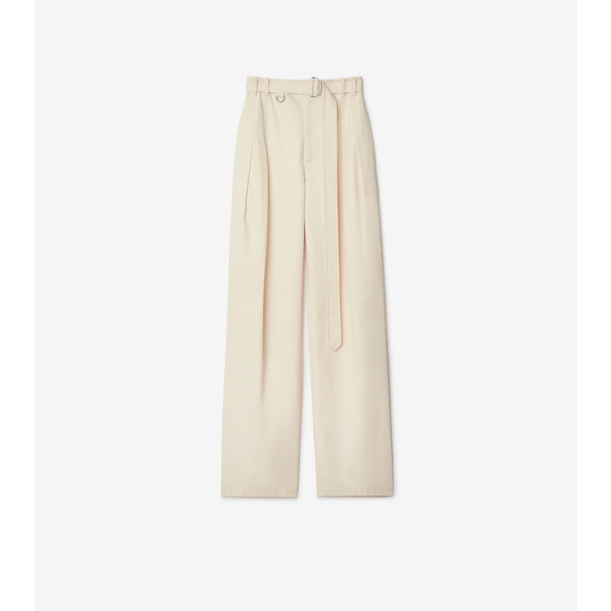 Burberry Gabardine Belted Trousers In Lunar
