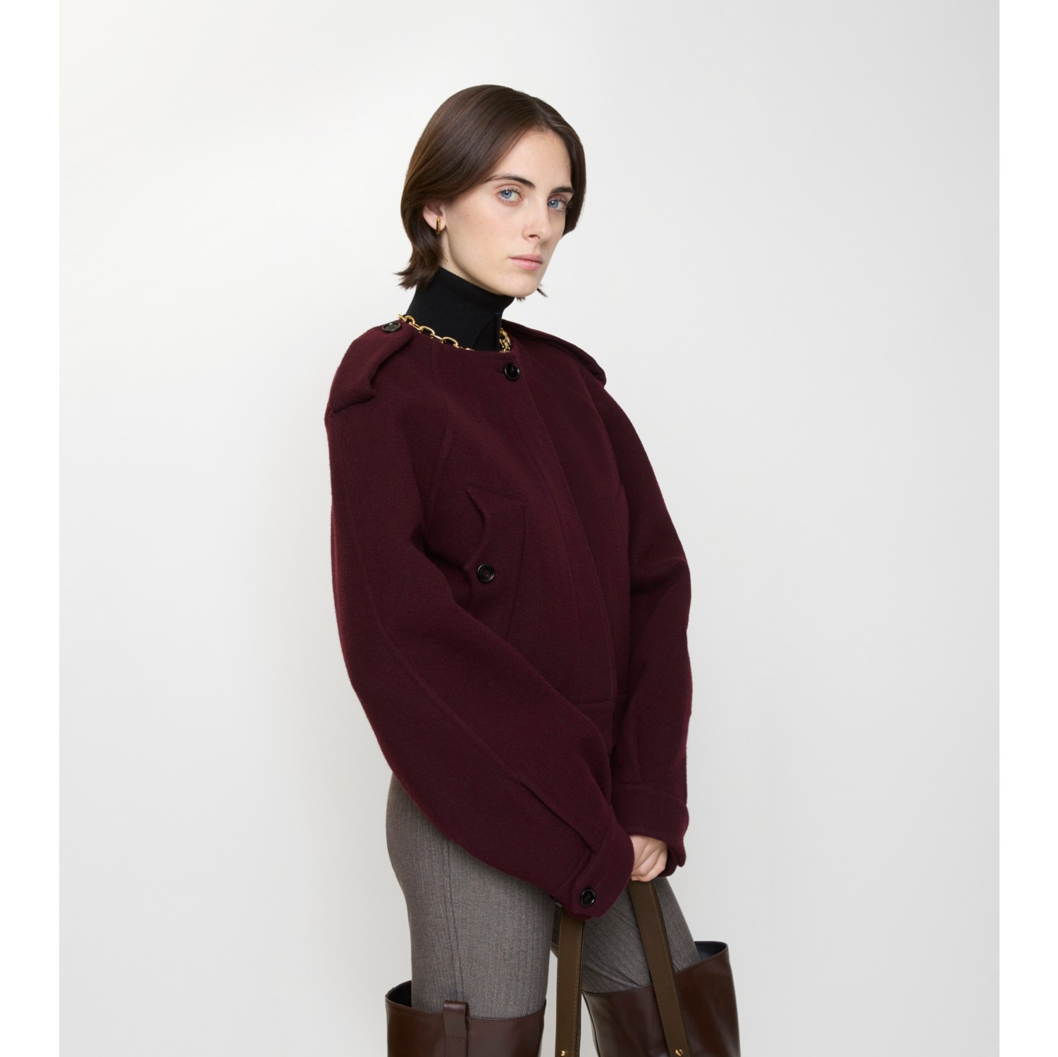 Detachable Scarf Wool Jacket