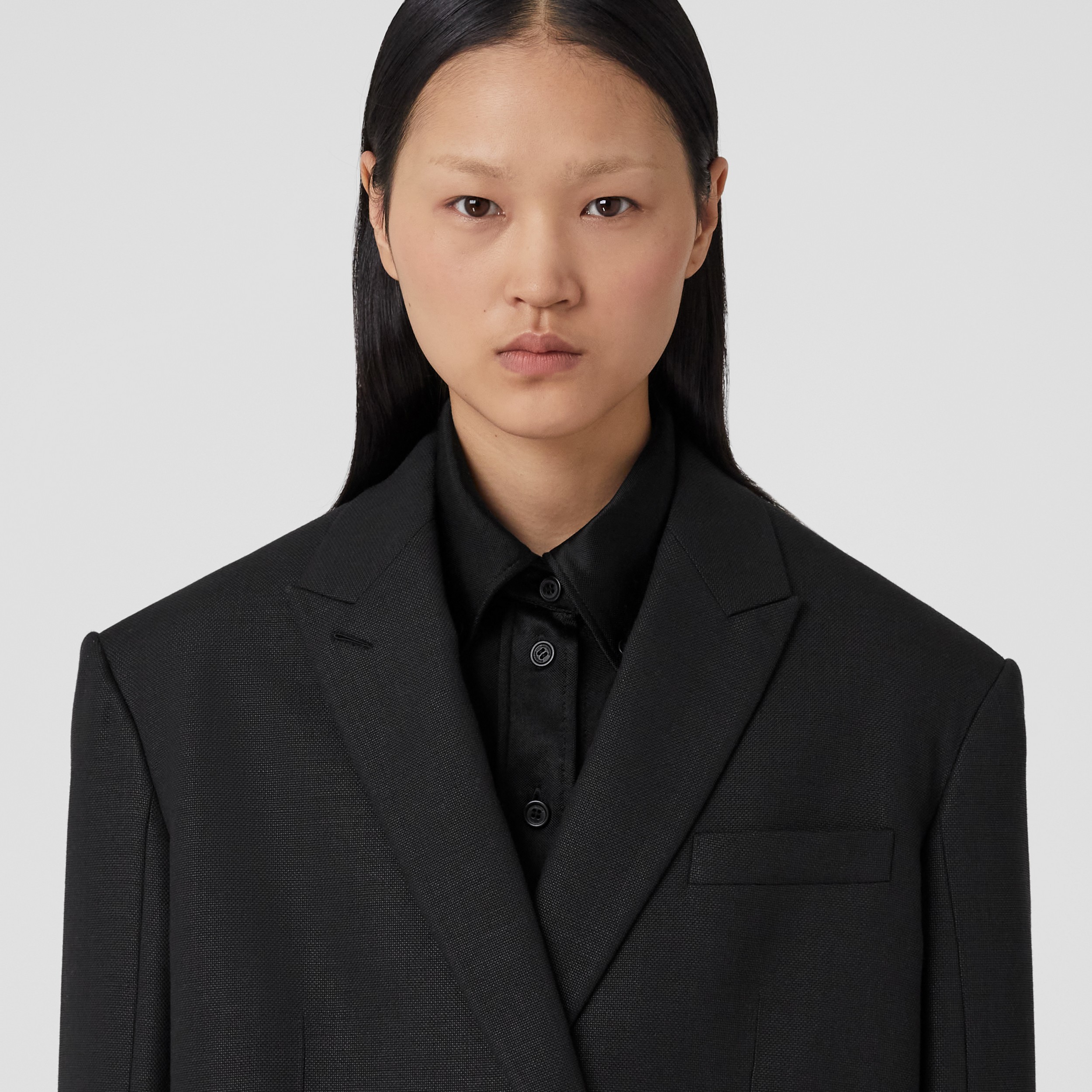 Chain-link Cuff Wool Ramie Tailored Jacket in Black - Women | Burberry® Official - 2