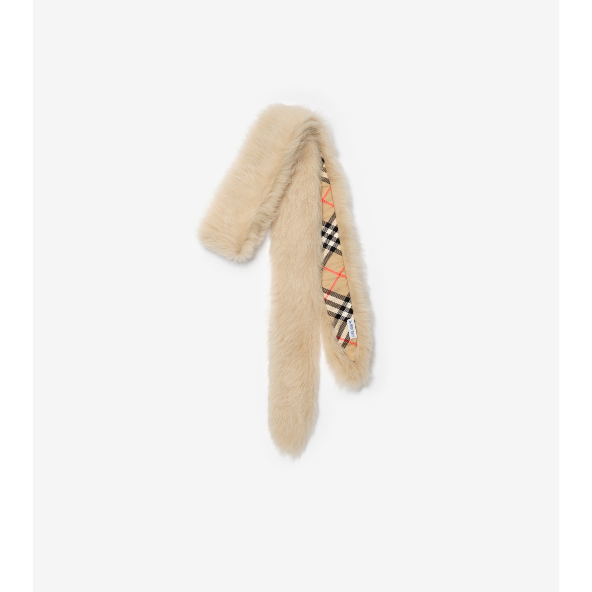  Check Skinny Shearling Scarf
