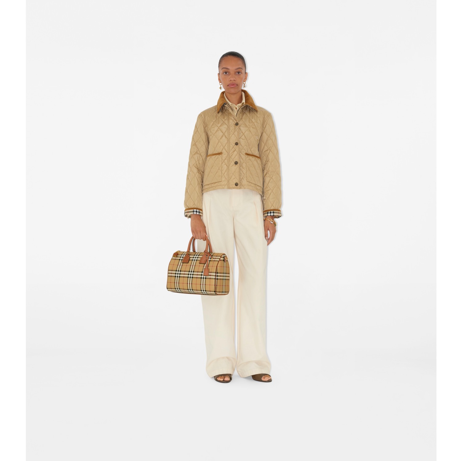 Giacca cropped in nylon trapuntato