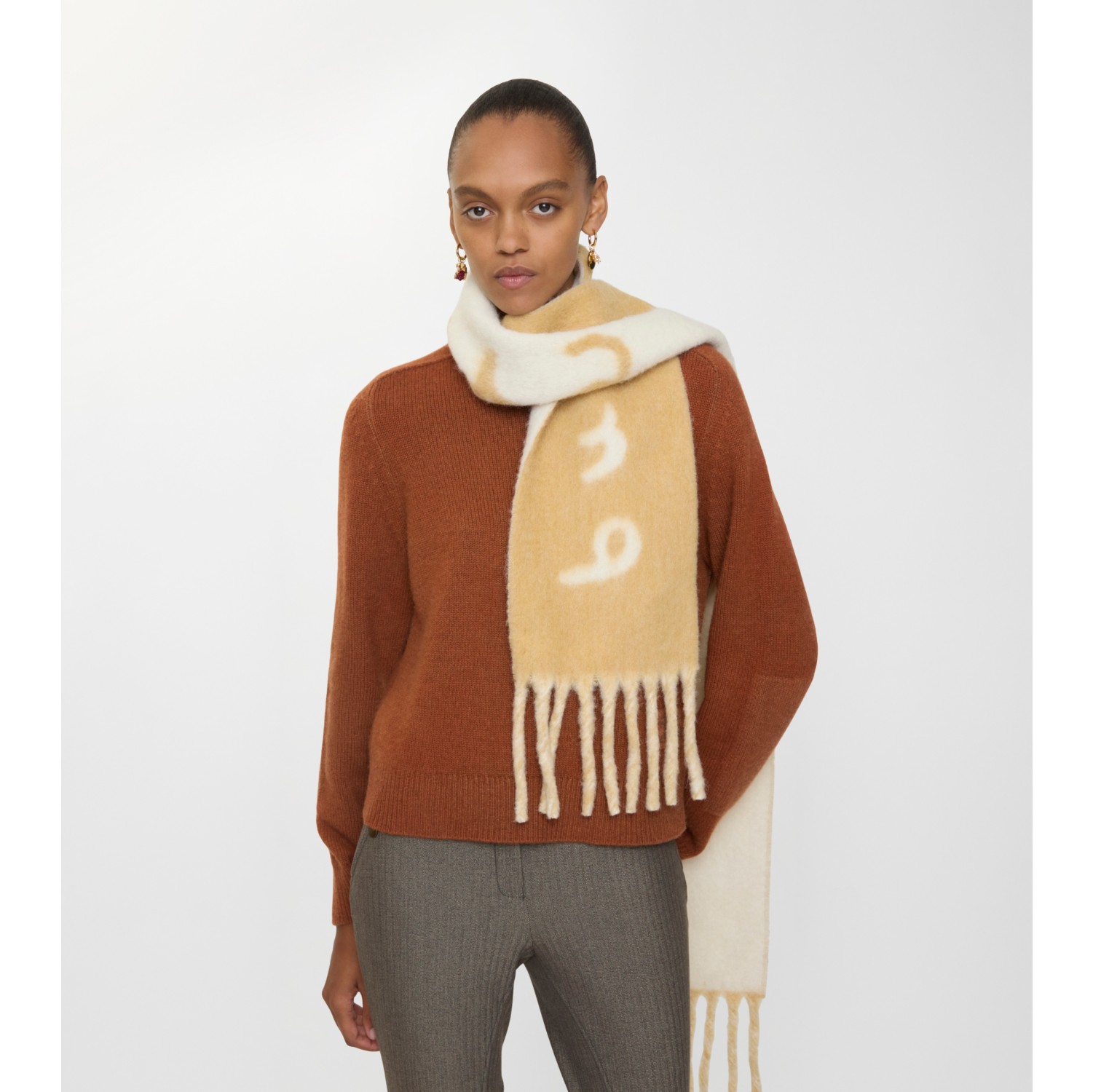 Reversible Logo Alpaca Wool Blend Scarf