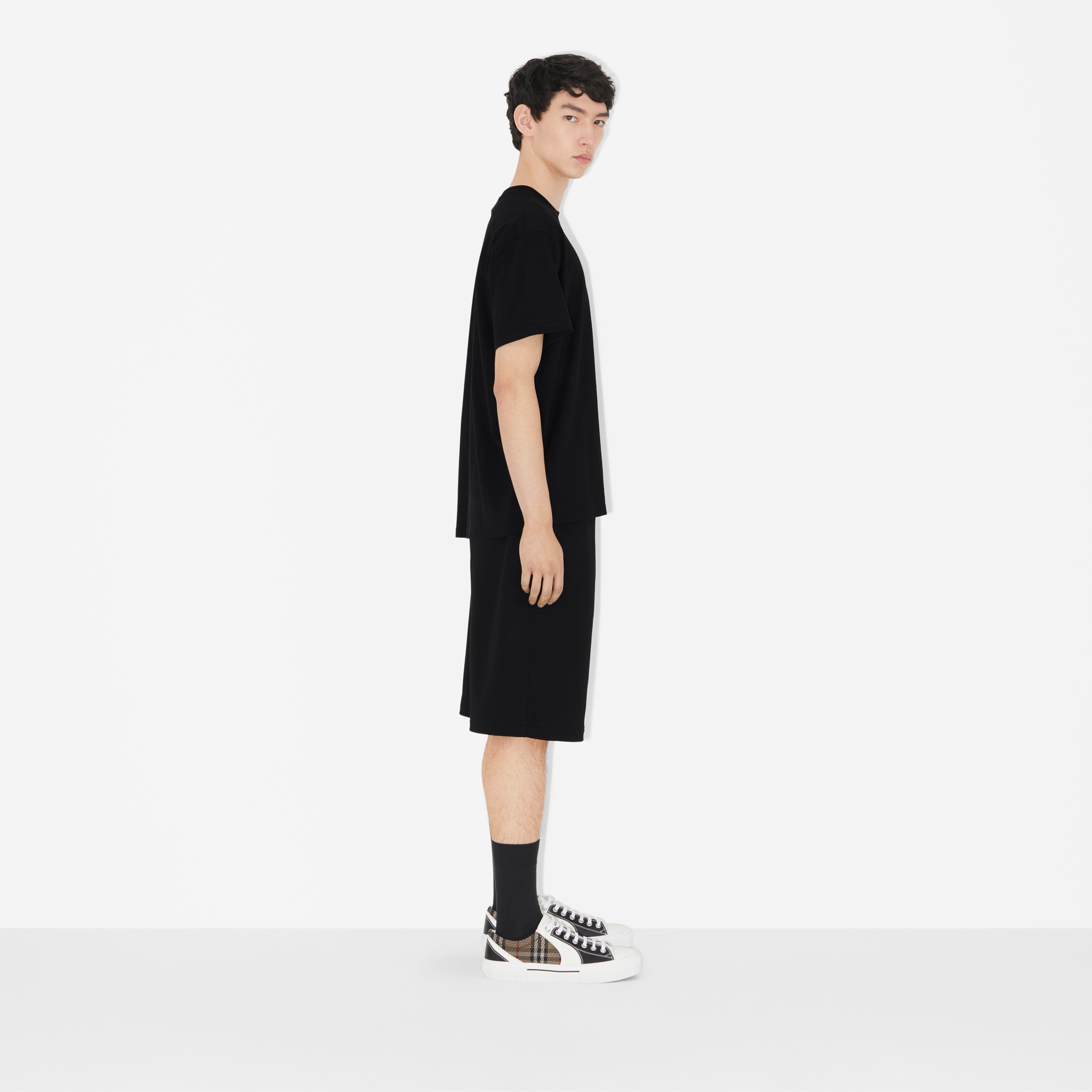 Embroidered Monogram EKD Cotton T-shirt in Black - Men | Burberry® Official - 3