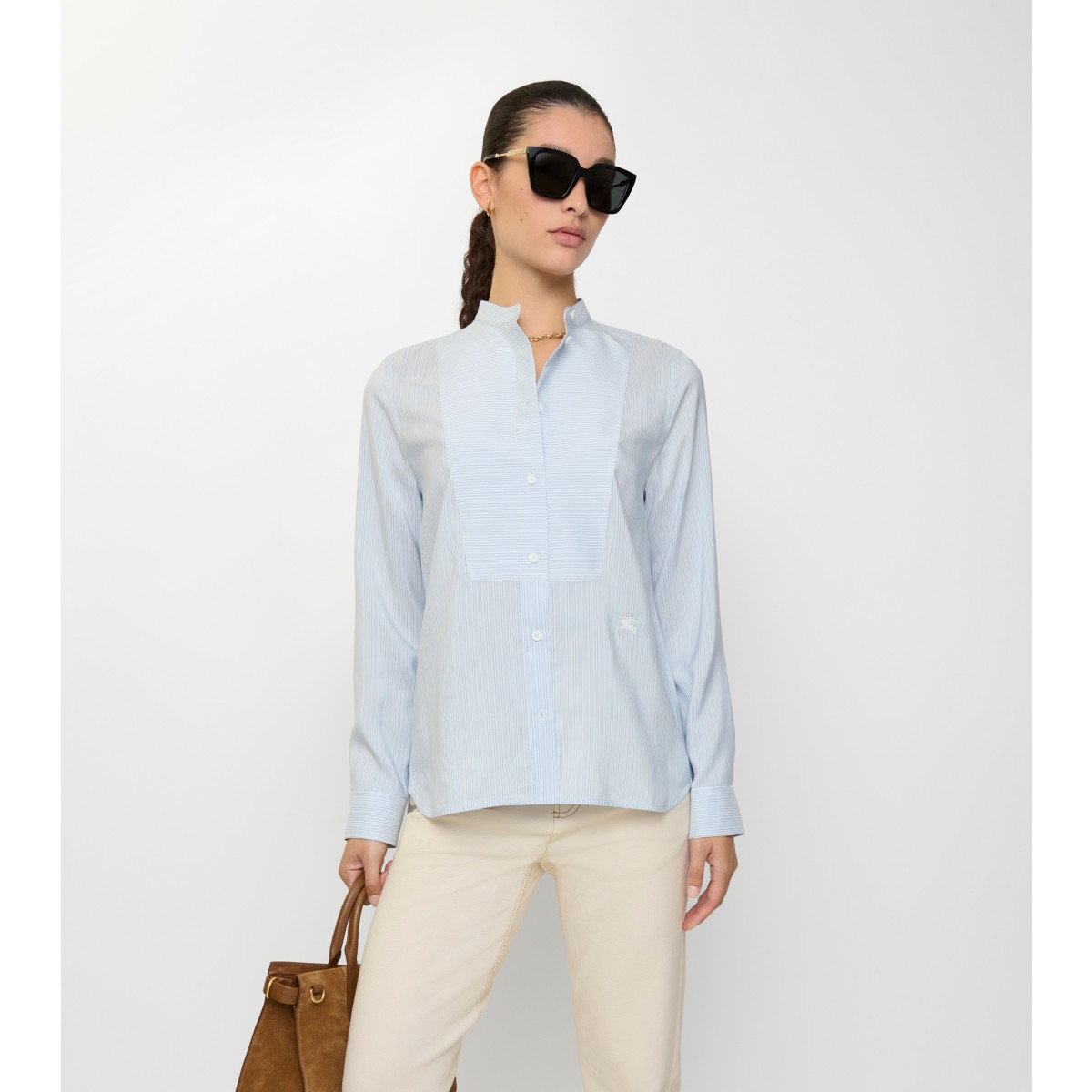  Stripe Relaxed Fit d Silk Poplin Shirt