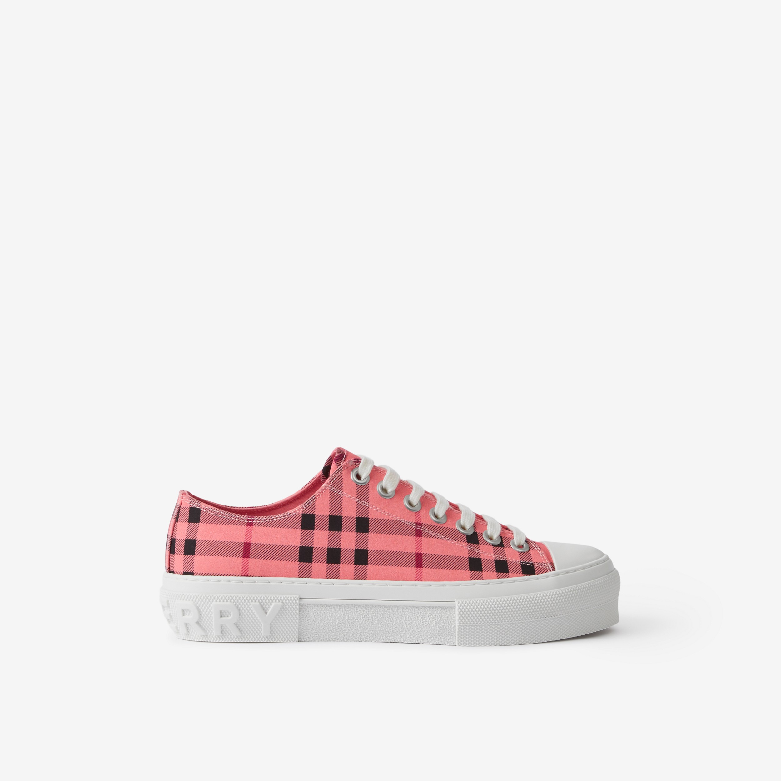 Check Cotton Sneakers in Bubblegum Pink - Women | Burberry® Official - 1