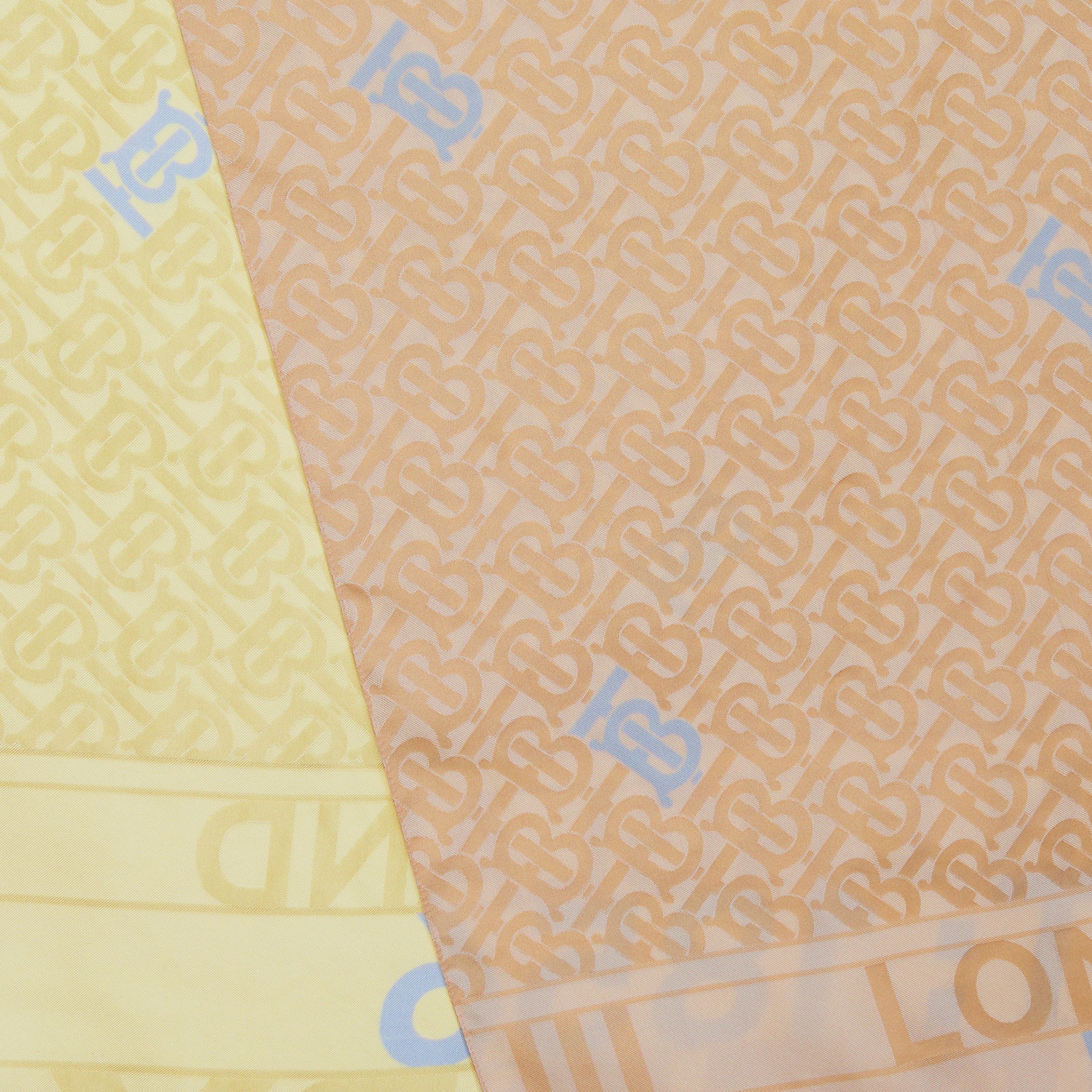 双面两用专属标识丝质提花围巾 (粉红色 / 黄色) | Burberry® 博柏利官网 - 2