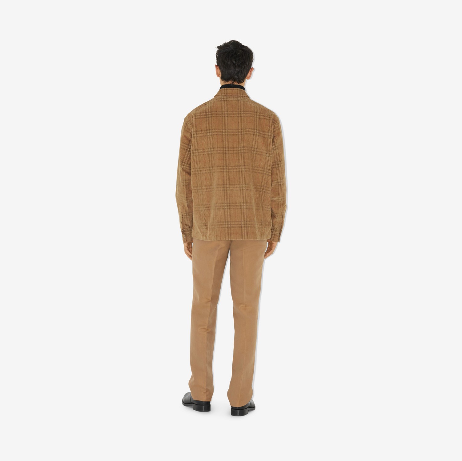 Camisa de veludo cotelê com estampa xadrez (Bege Clássico) - Homens | Burberry® oficial