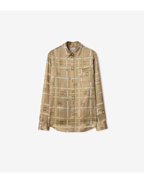 레귤러핏 벨트 체크 비스코스 셔츠