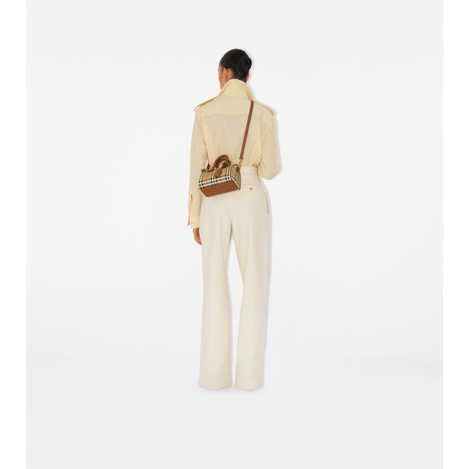 Mini Check Bowling Bag in Briar brown - Women | Burberry® Official