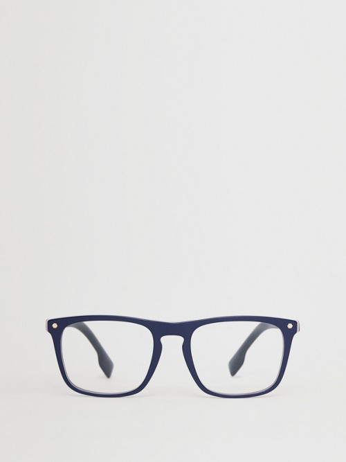 Burberry Stripe Detail Square Optical Frames In Blue