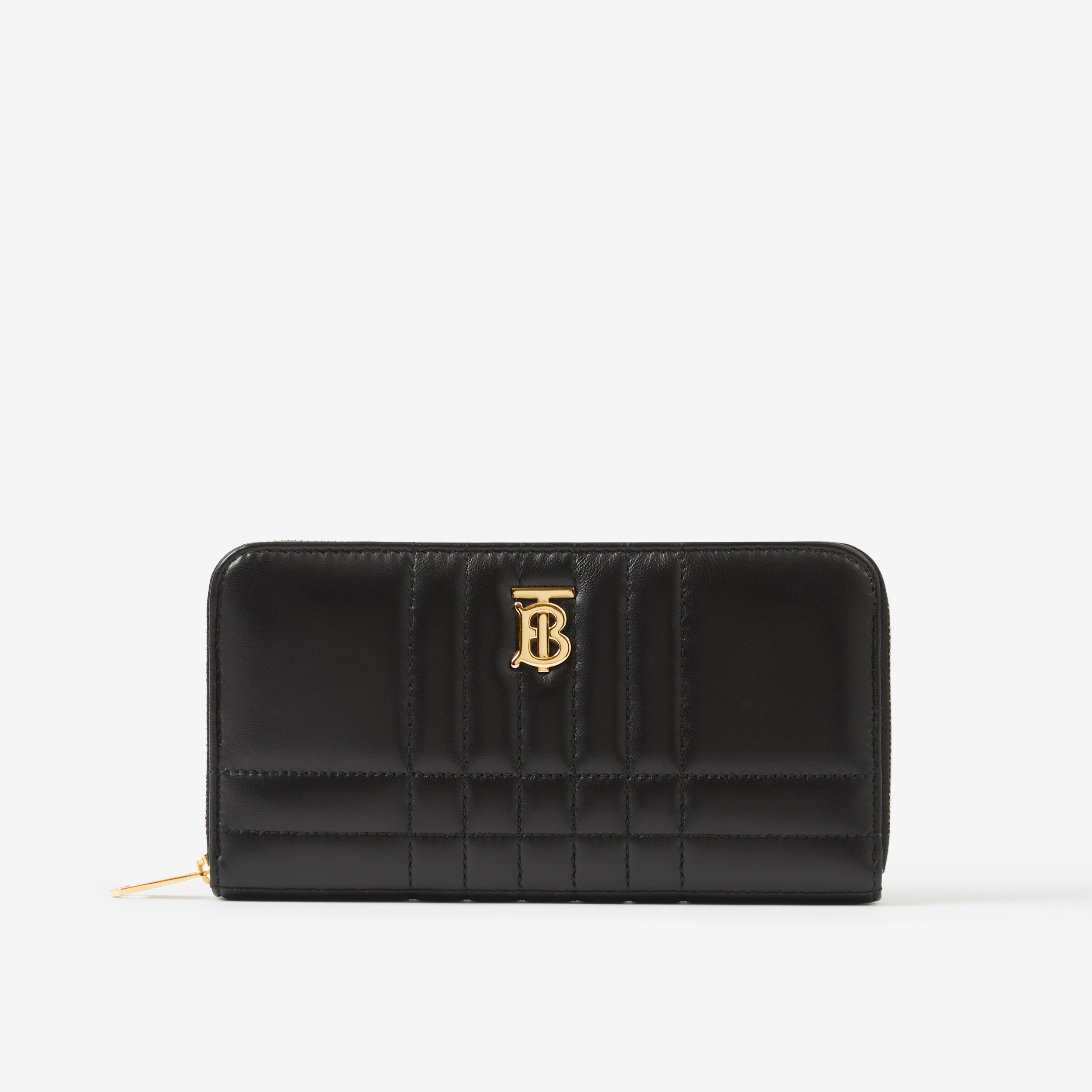 Brieftasche „Lola“ aus gestepptem Leder mit umlaufendem Reißverschluss (Schwarz/helles Goldfarben) - Damen | Burberry® - 1