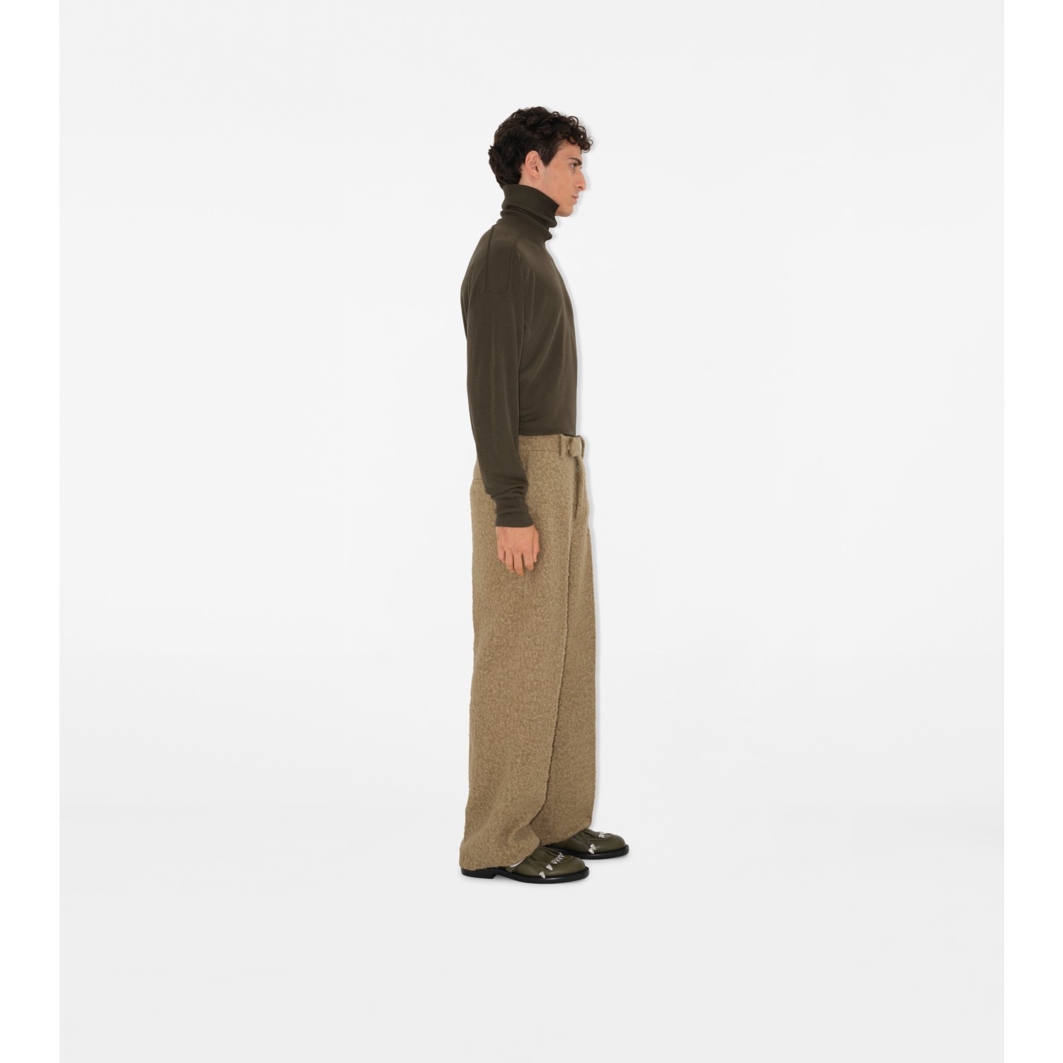 Linen Wool Blend Tailored Trousers