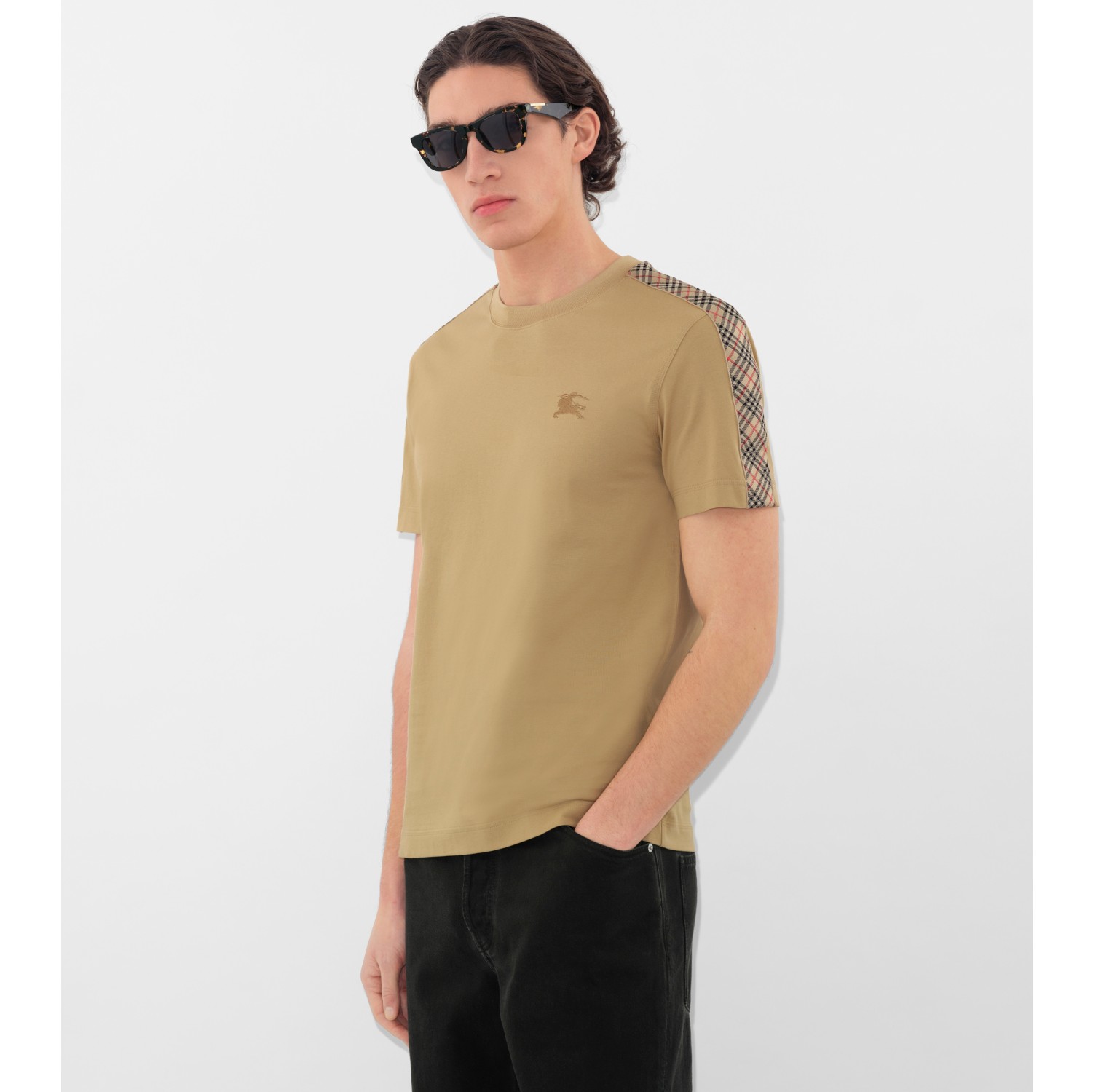 Check Trim Cotton T-shirt