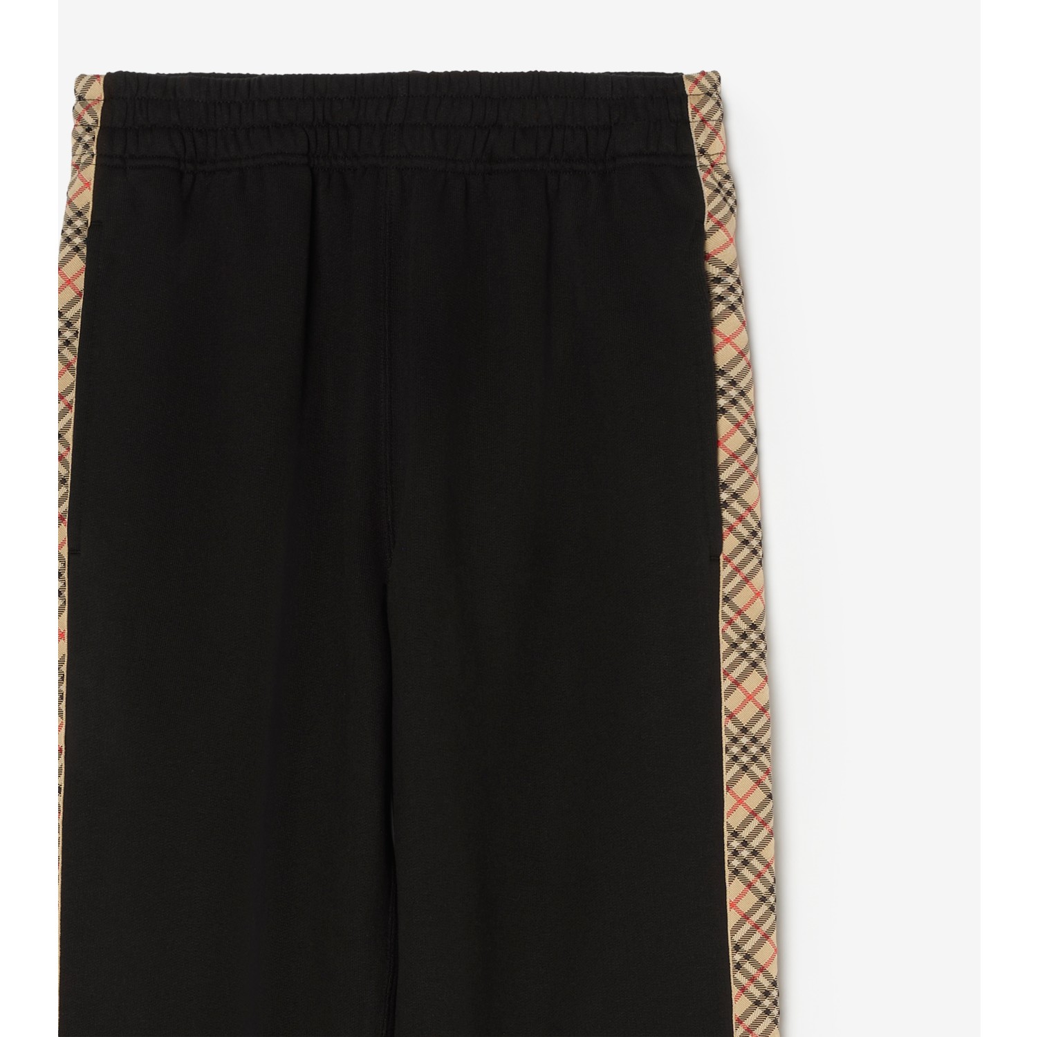 Check Trim Cotton Jogging Pants