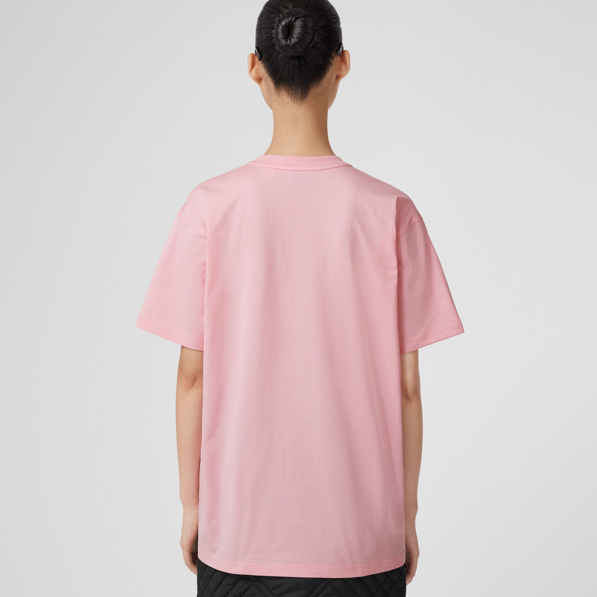Oak Leaf Crest Cotton Oversized T-shirt in Candy Pink - Women | Burberry® Official - 3