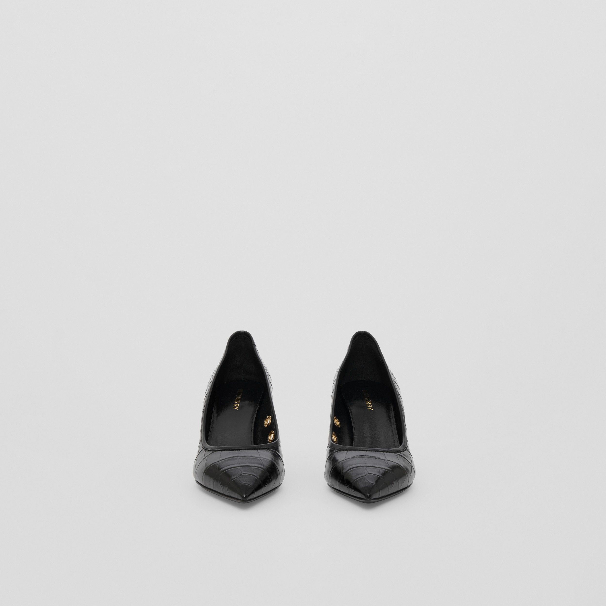 Embossed Leather Point-toe Pumps in Black - Women | Burberry® Official - 4