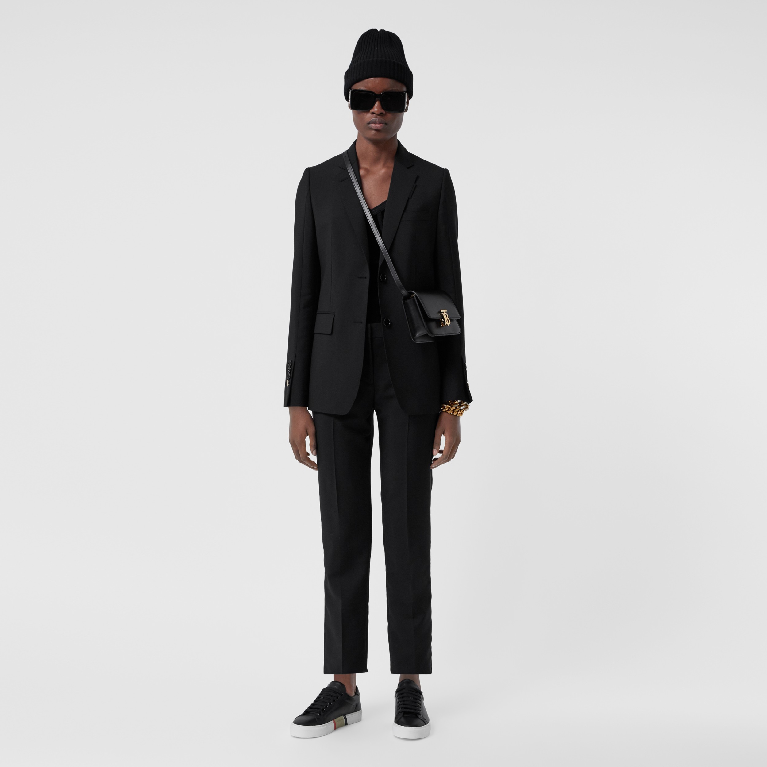 Mohair Wool Tailored Trousers in Black - Women | Burberry® Official - 2