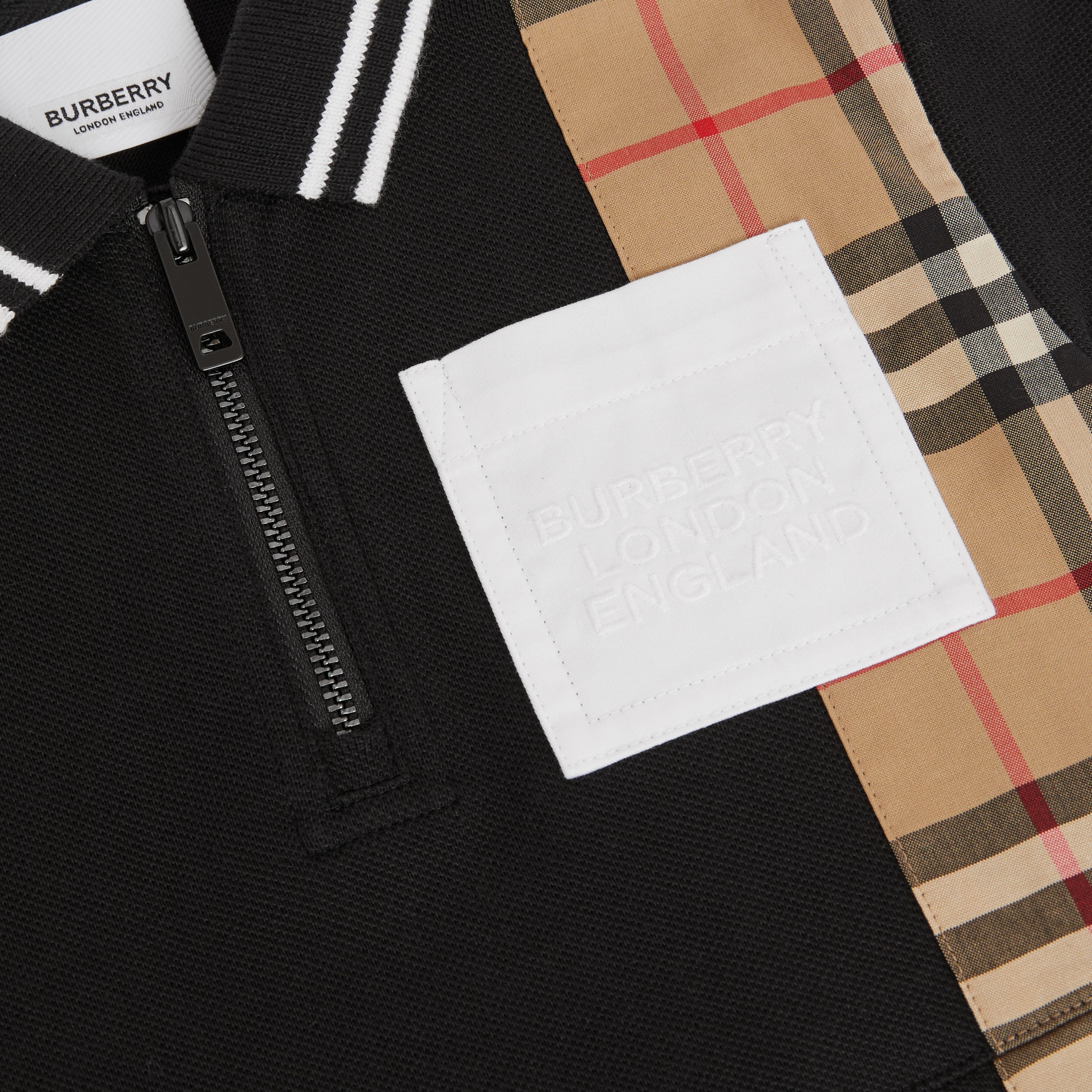 Vintage Check Panel Cotton Piqué Polo Shirt Dress in Black - Children | Burberry® Official - 2