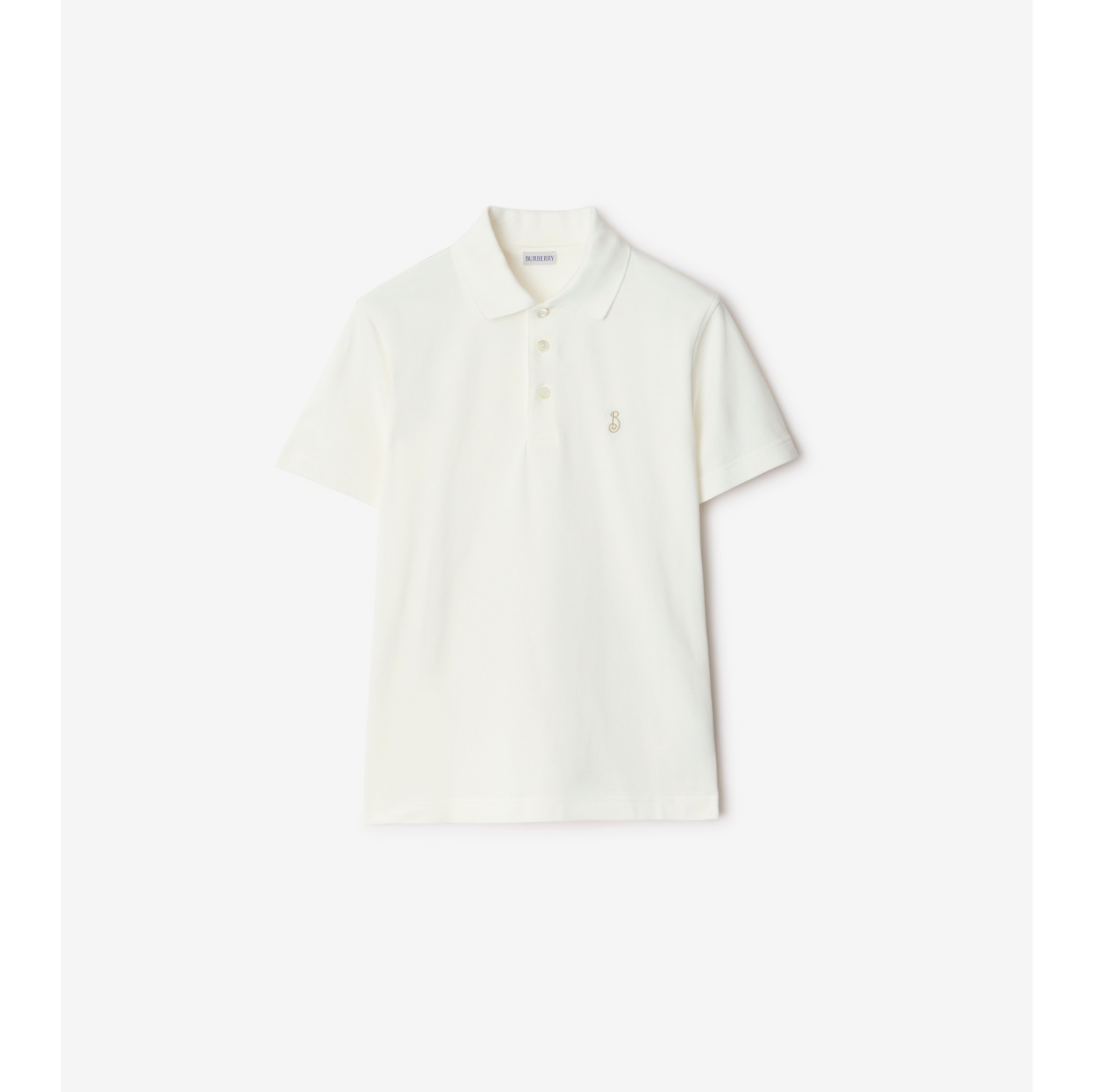 Cotton Polo Shirt in Chalk Men Burberry Official