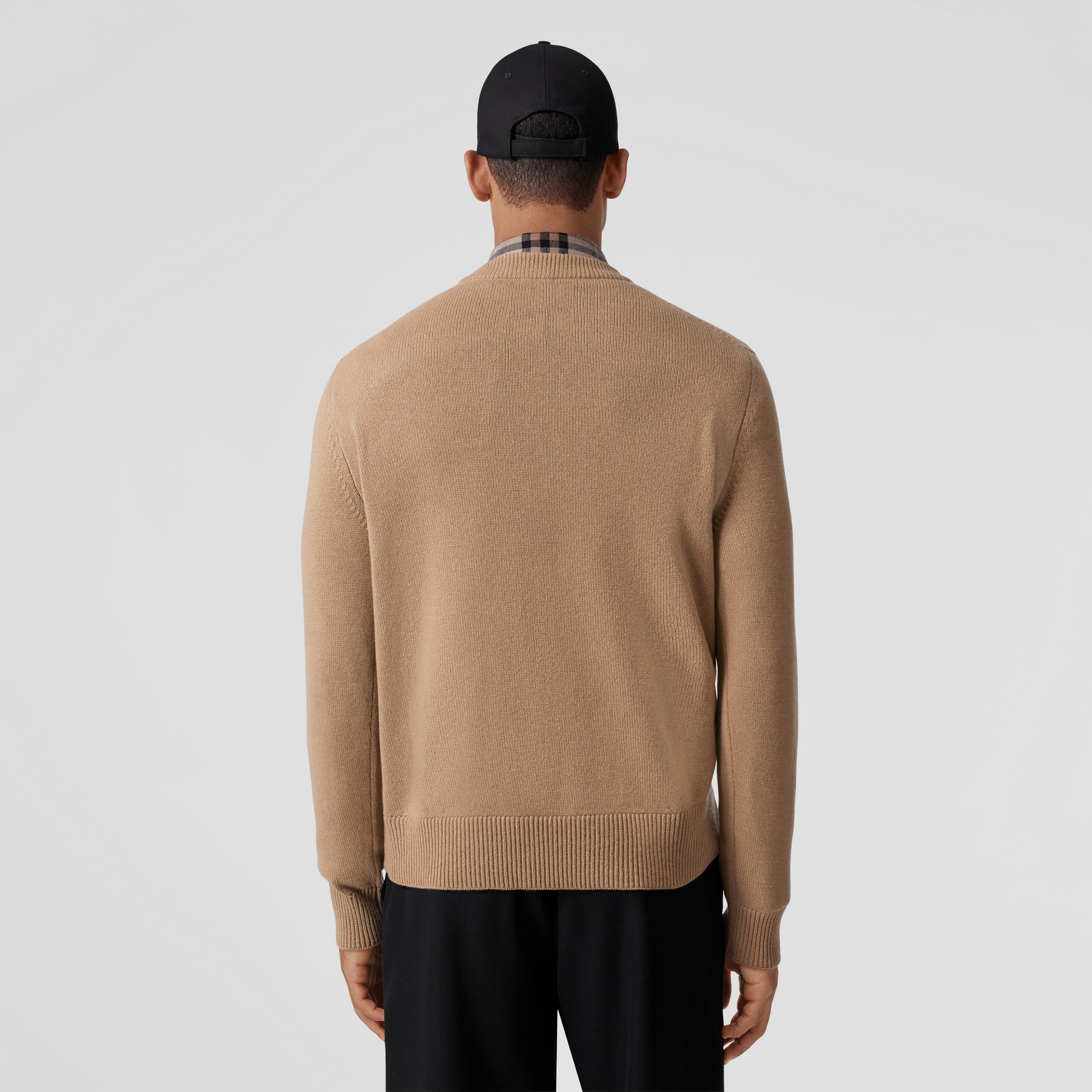 Monogram Motif Cashmere Sweater in Camel - Men | Burberry® Official - 3
