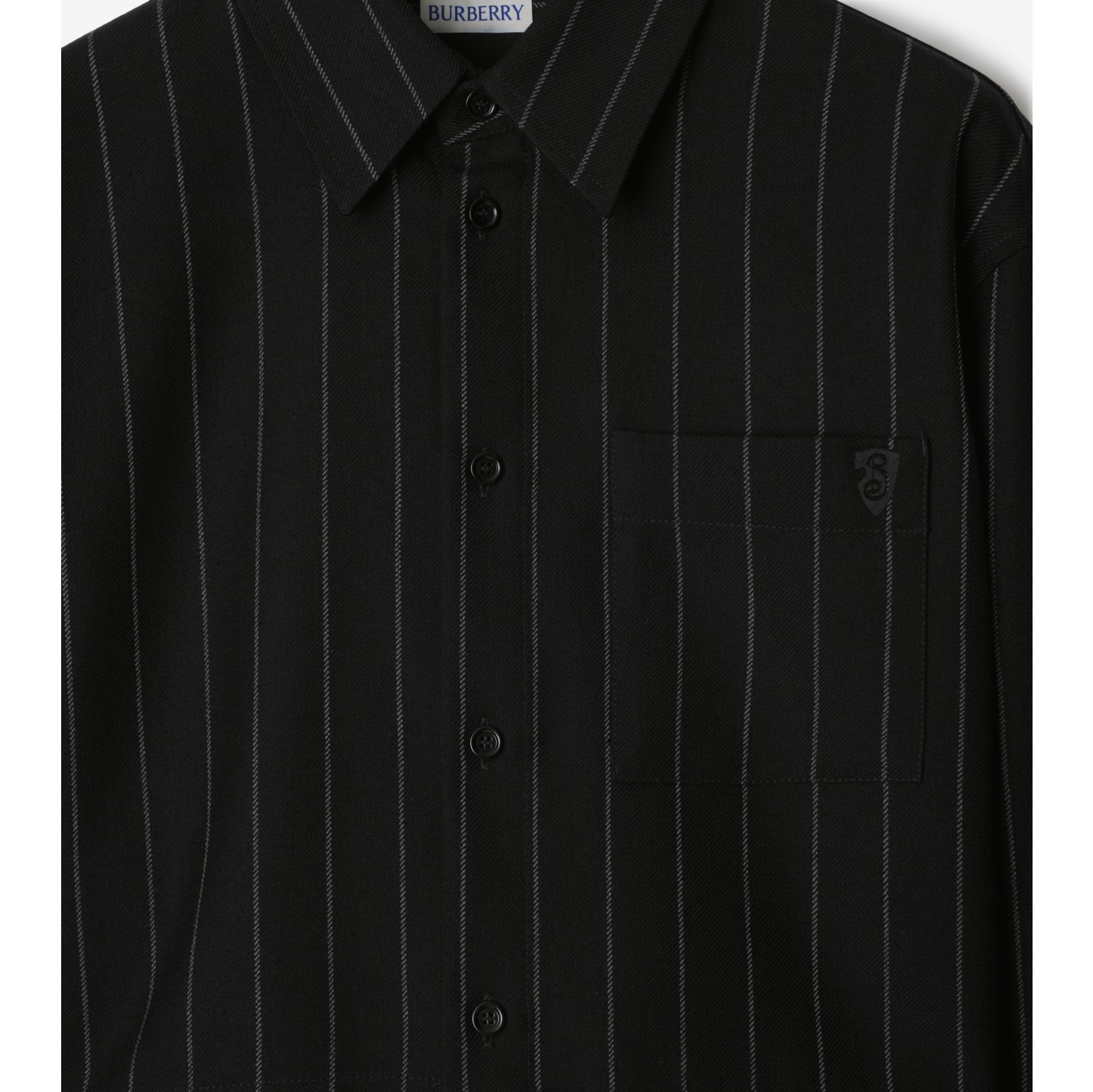 Cropped Pinstriped Wool Shirt