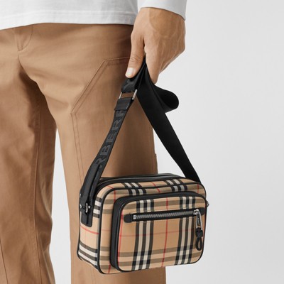 burberry small vintage check and leather crossbody bolsa