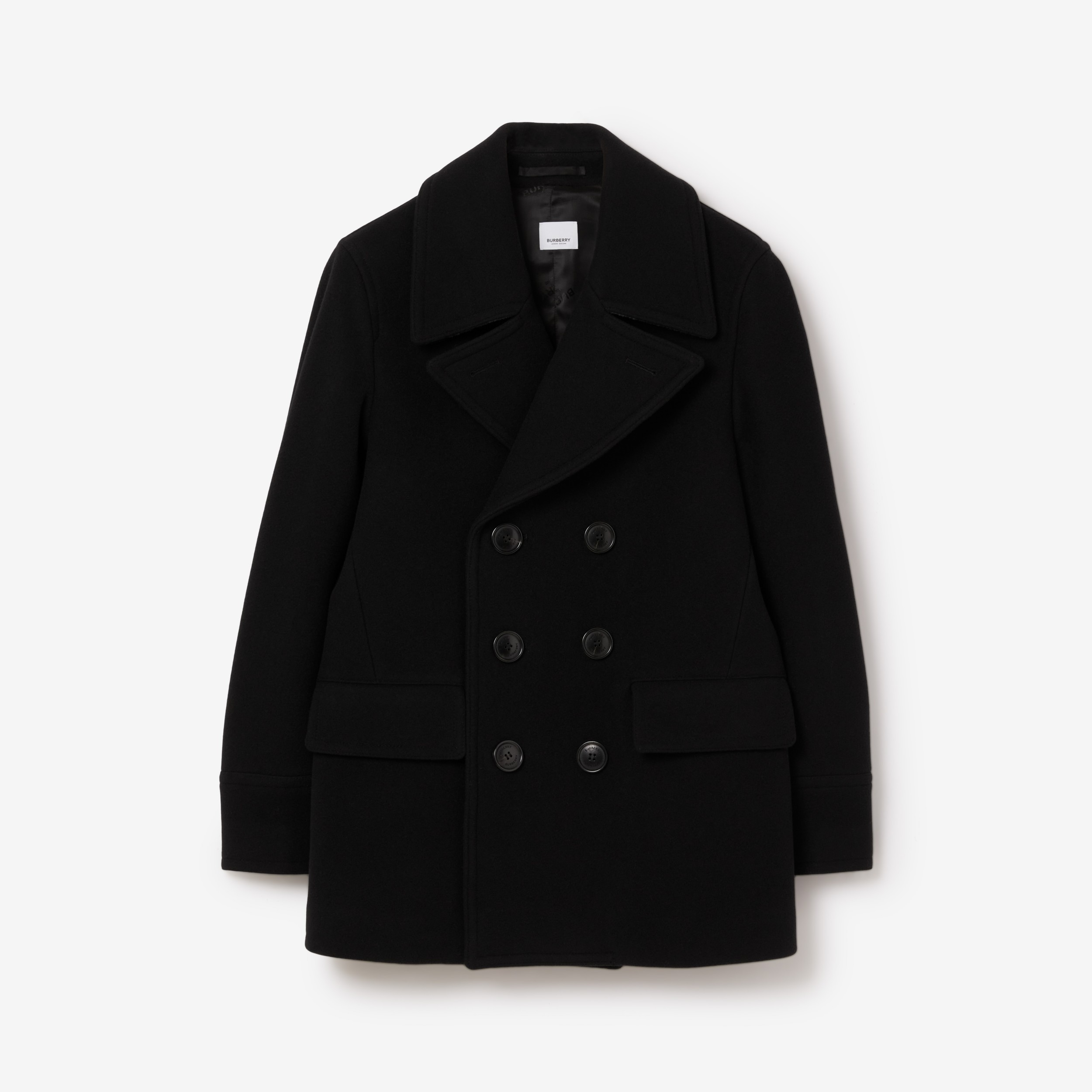 Wool Blend Pea Coat in Black - Men | Burberry® Official