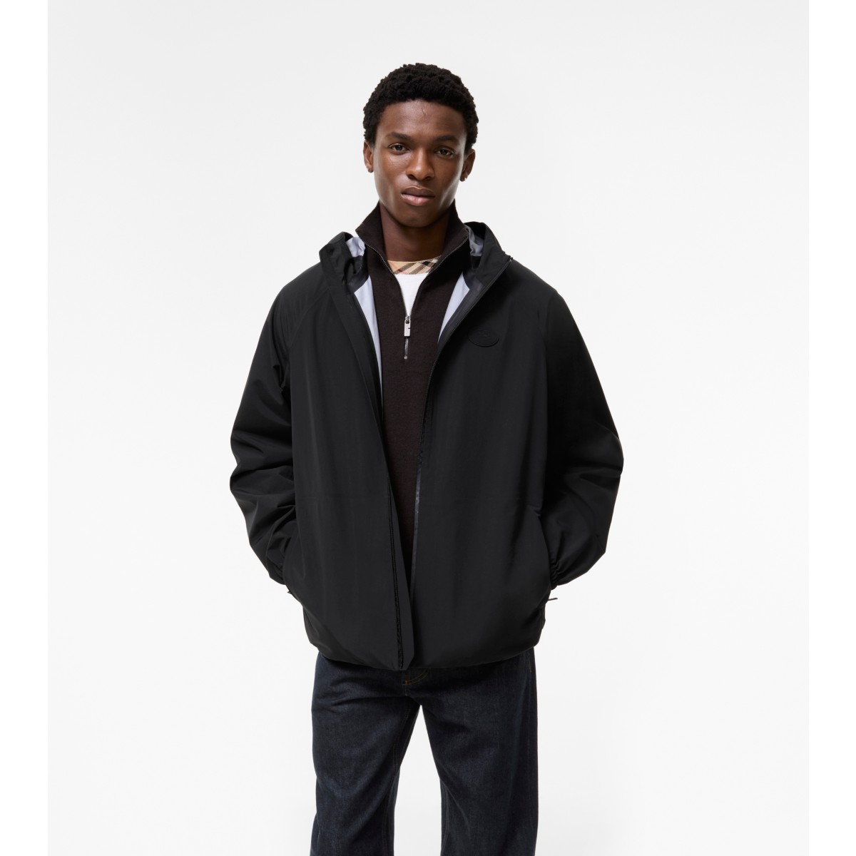  Check Nylon Clapton Hooded Jacket