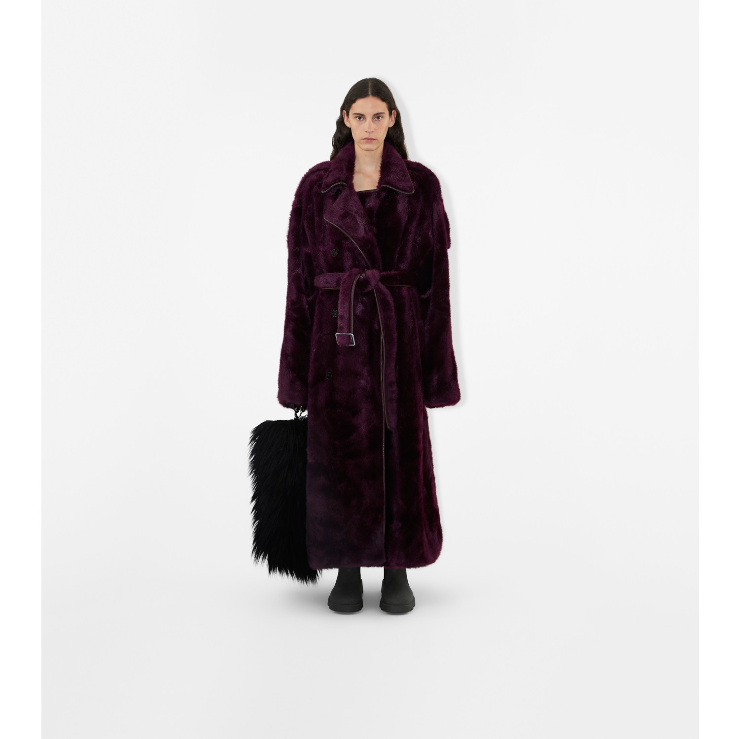 Faux fur cheap trench coat