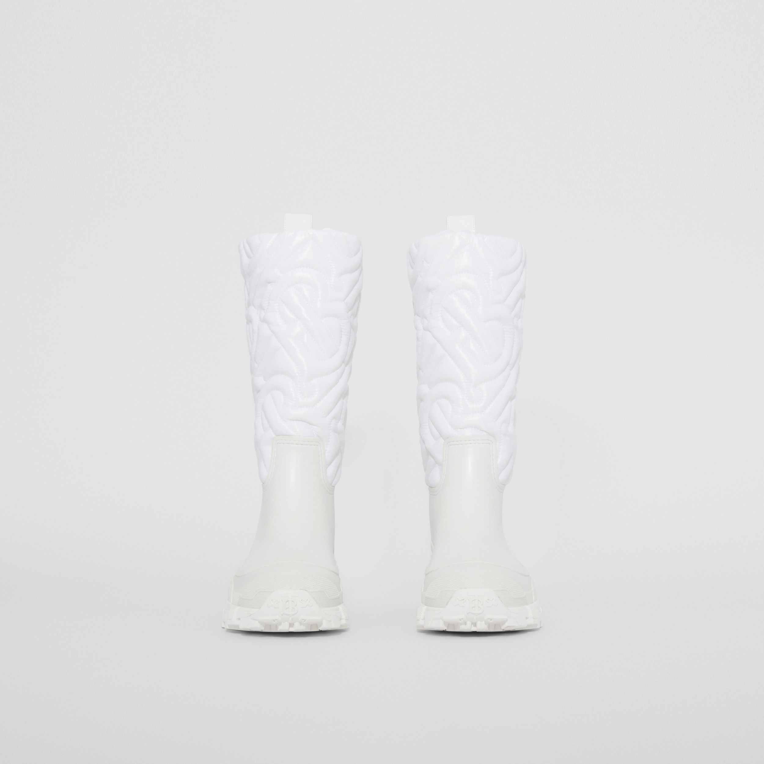 Quilted Monogram Panel Rain Boots in Optic White - Women | Burberry® Official - 3